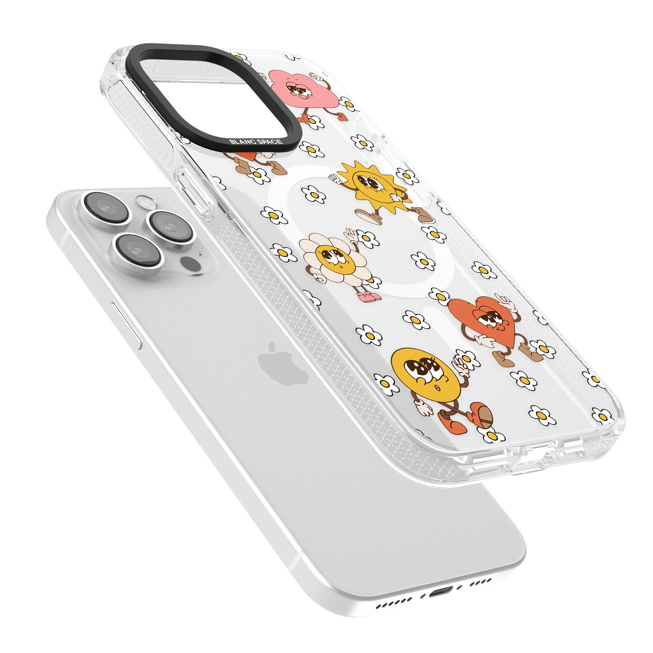 Daisies & Friends iPhone 15 Pro Max / 15 Pro / 14 Pro Max / 14 Pro / 13 Pro Clear Case Impact Air - Blanc Space