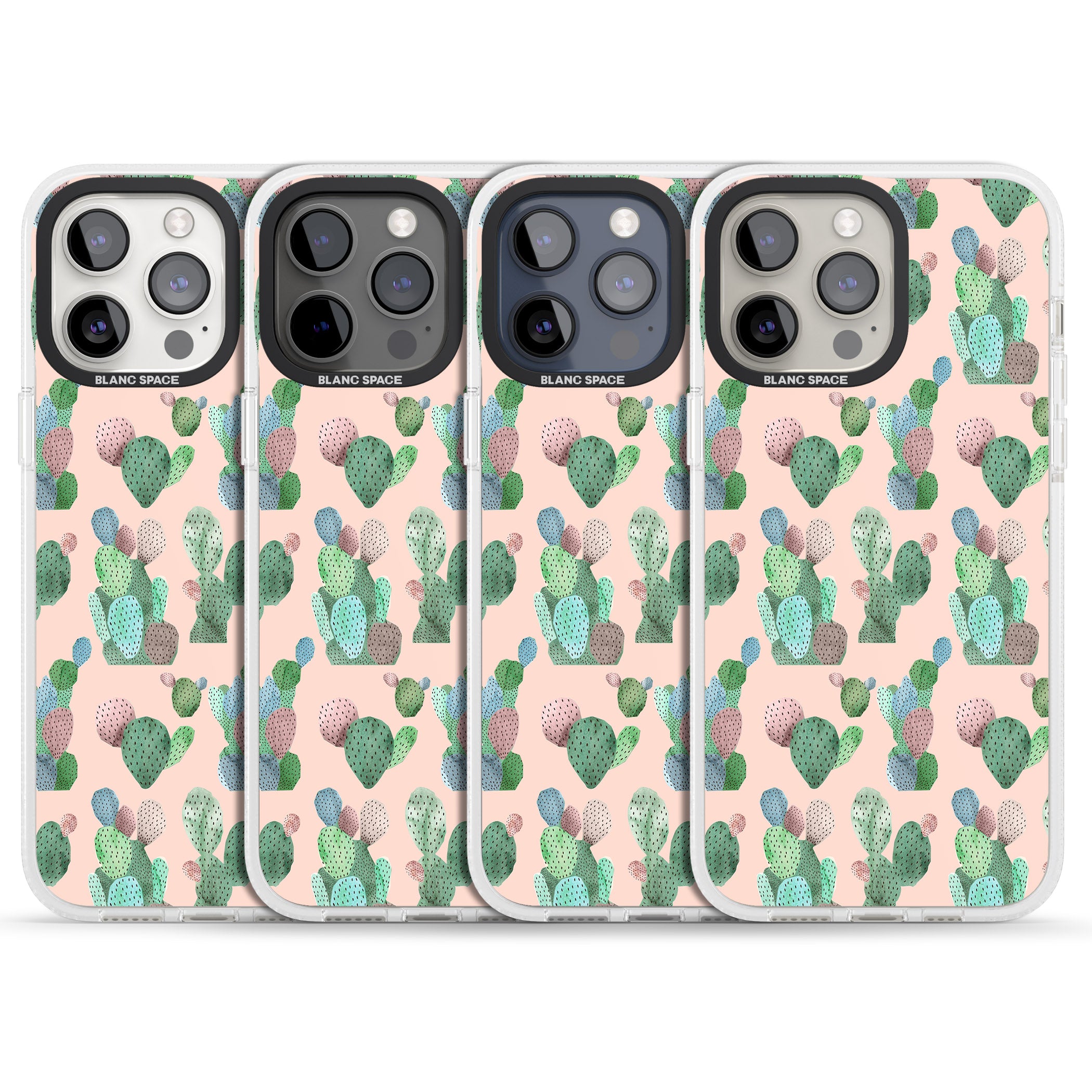 Pink Cactus Pattern Design iPhone 15 Pro Max / 15 Pro / 14 Pro Max / 14 Pro / 13 Pro Clear Case Impact Air - Blanc Space