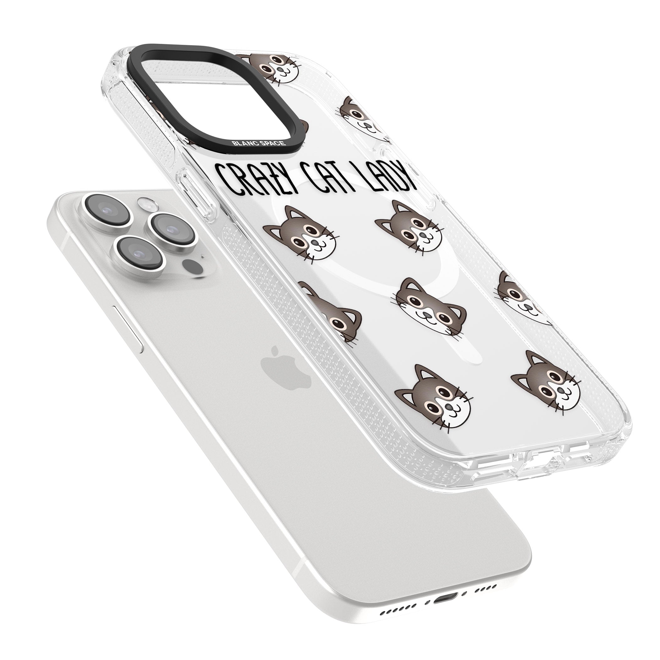 Crazy Cat Lady iPhone 15 Pro Max / 15 Pro / 14 Pro Max / 14 Pro / 13 Pro Clear Case Impact Air - Blanc Space