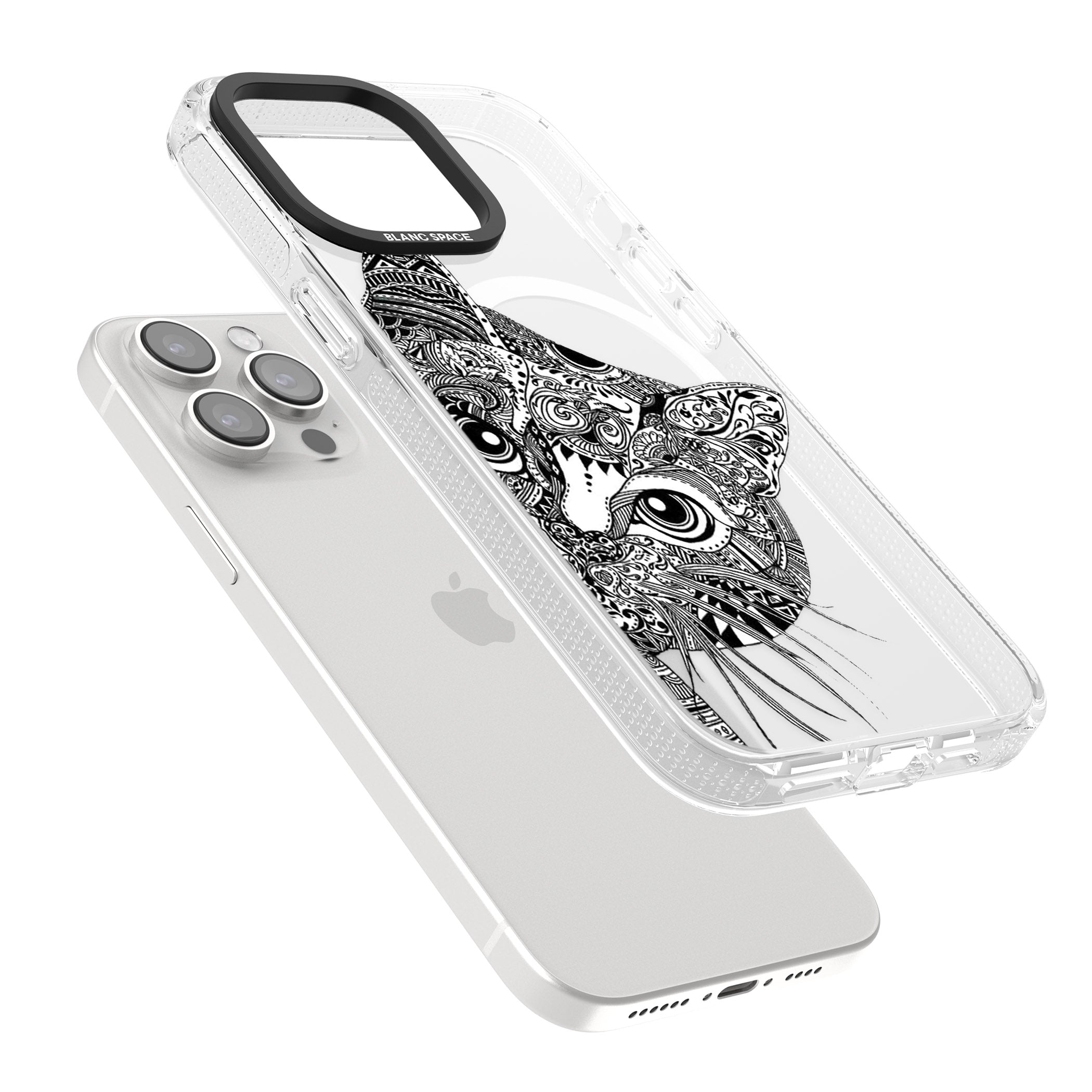 Henna Cat iPhone 15 Pro Max / 15 Pro / 14 Pro Max / 14 Pro / 13 Pro Clear Case Impact Air - Blanc Space
