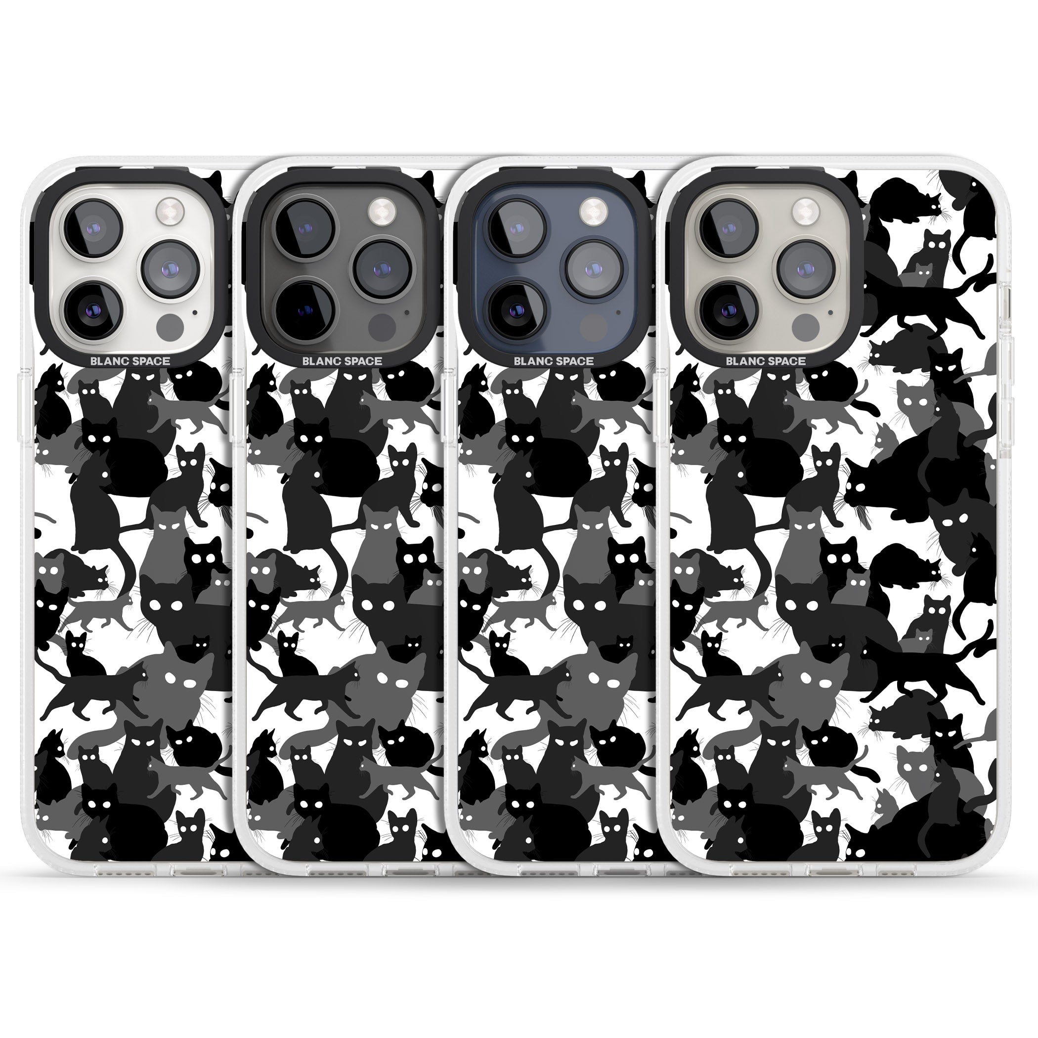 Black & White Cat Camouflage iPhone 15 Pro Max / 15 Pro / 14 Pro Max / 14 Pro / 13 Pro Clear Case Impact Air - Blanc Space
