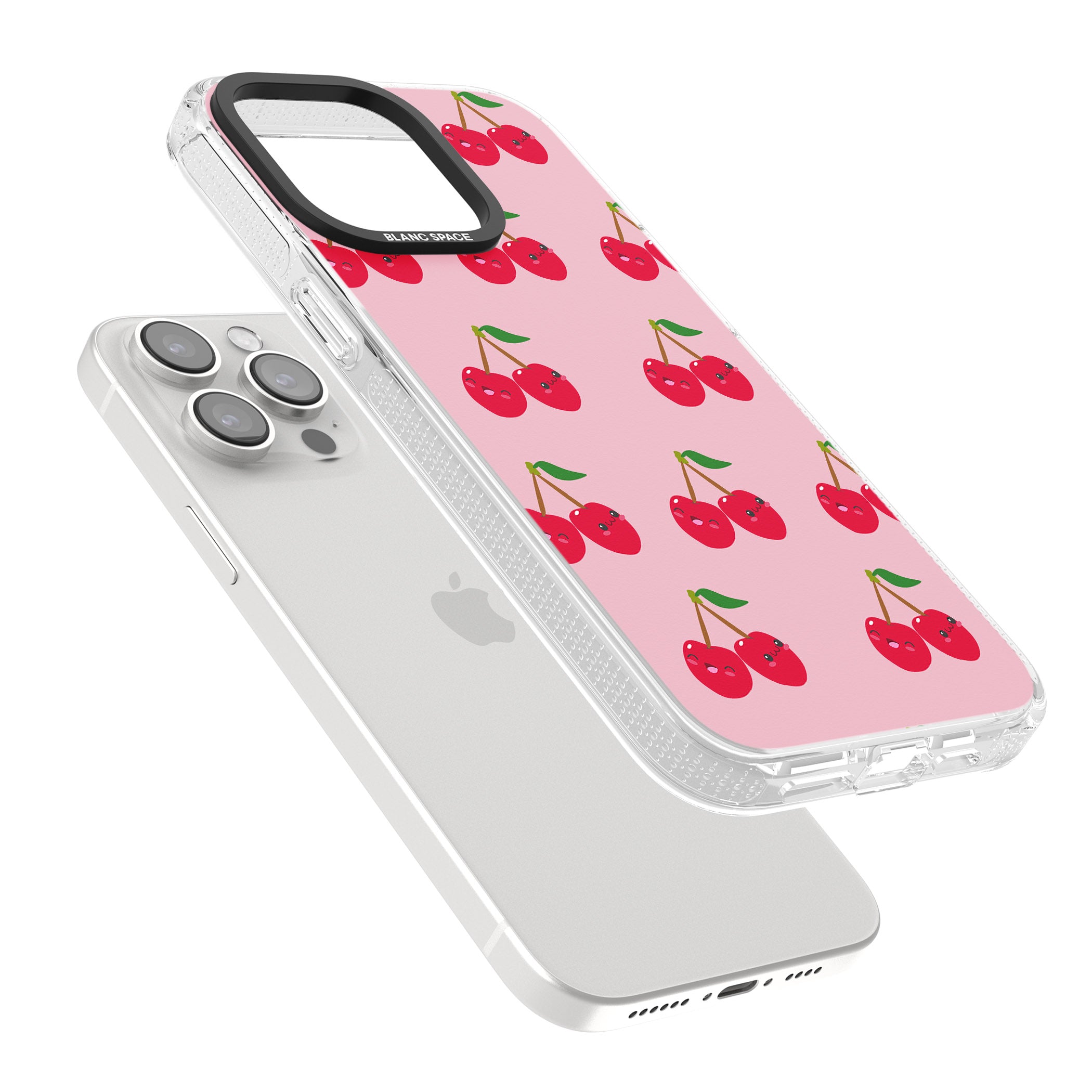 Cheeky Cherry iPhone 15 Pro Max / 15 Pro / 14 Pro Max / 14 Pro / 13 Pro Clear Case Impact Air - Blanc Space