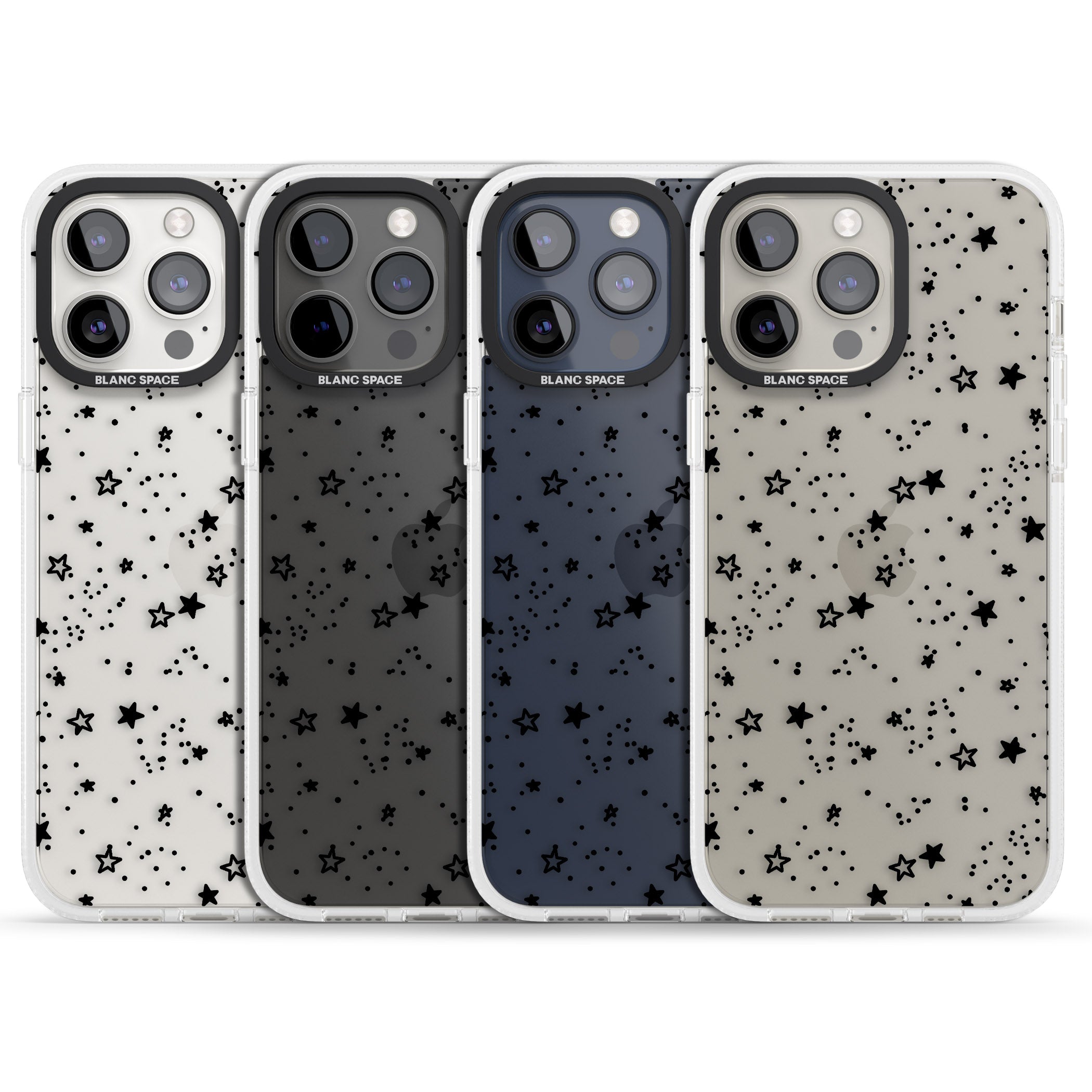 Solid Stars iPhone 15 Pro Max / 15 Pro / 14 Pro Max / 14 Pro / 13 Pro Clear Case Impact Air - Blanc Space