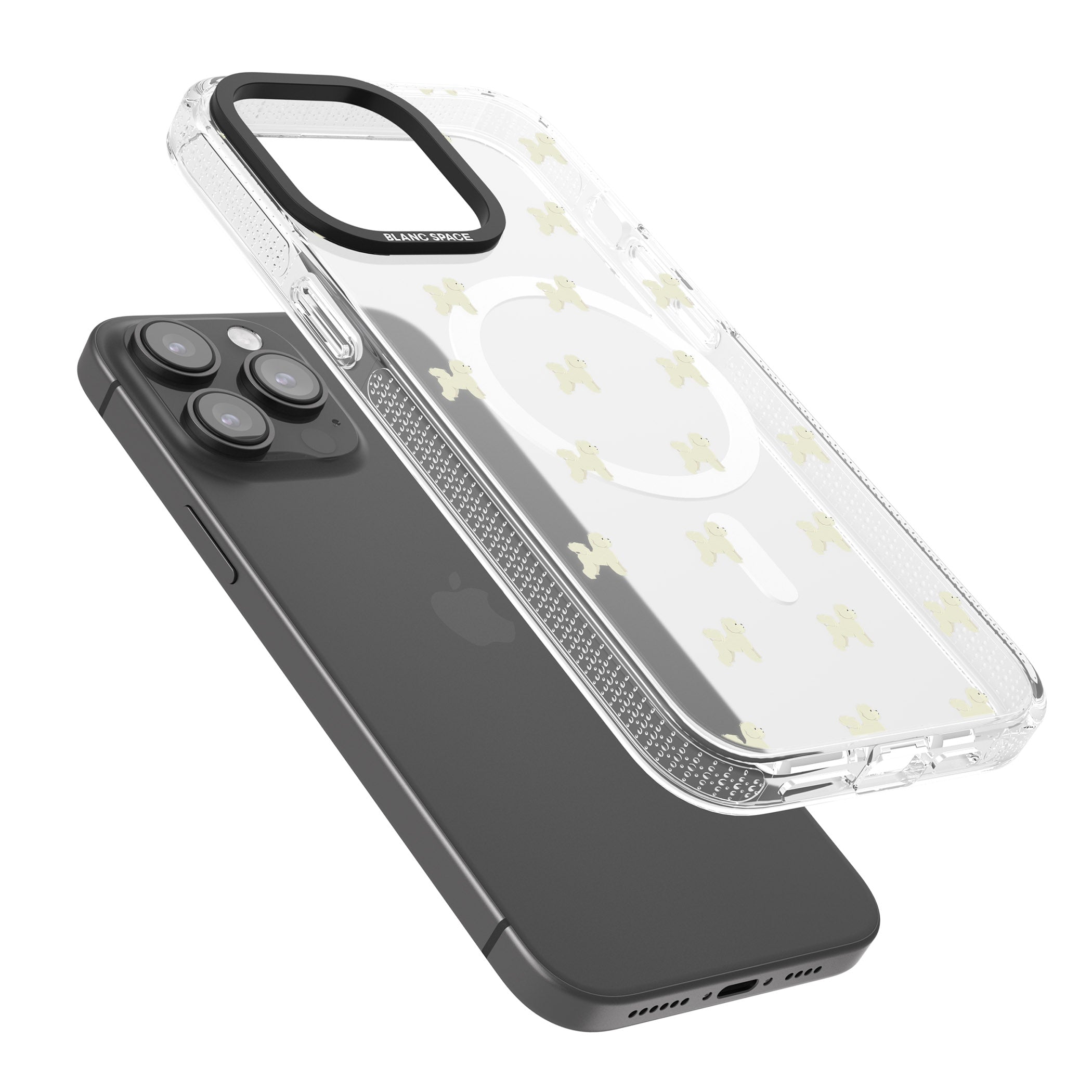 Bichon Frise Dog Pattern Clear iPhone 15 Pro Max / 15 Pro / 14 Pro Max / 14 Pro / 13 Pro Clear Case Impact Air - Blanc Space