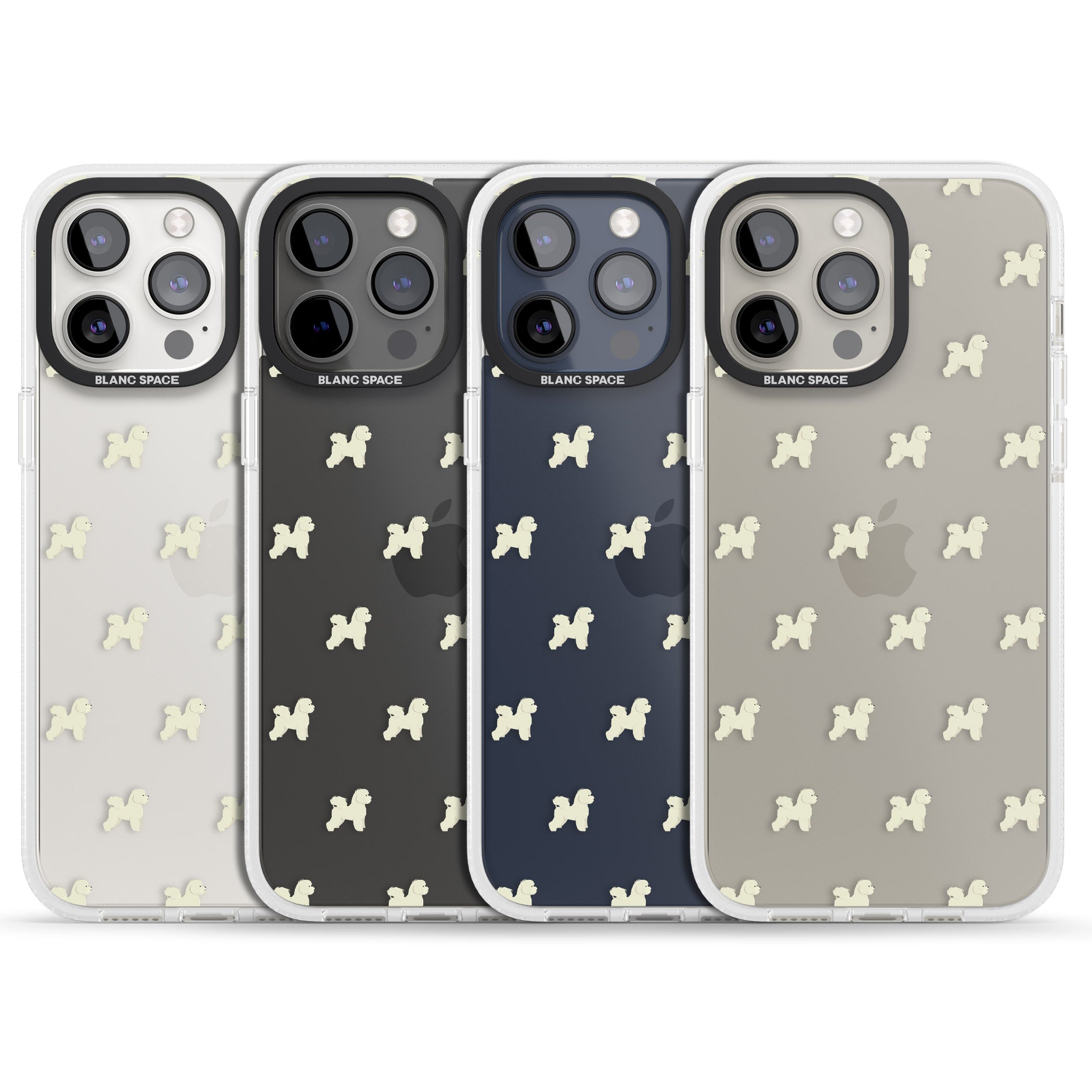 Bichon Frise Dog Pattern Clear iPhone 15 Pro Max / 15 Pro / 14 Pro Max / 14 Pro / 13 Pro Clear Case Impact Air - Blanc Space