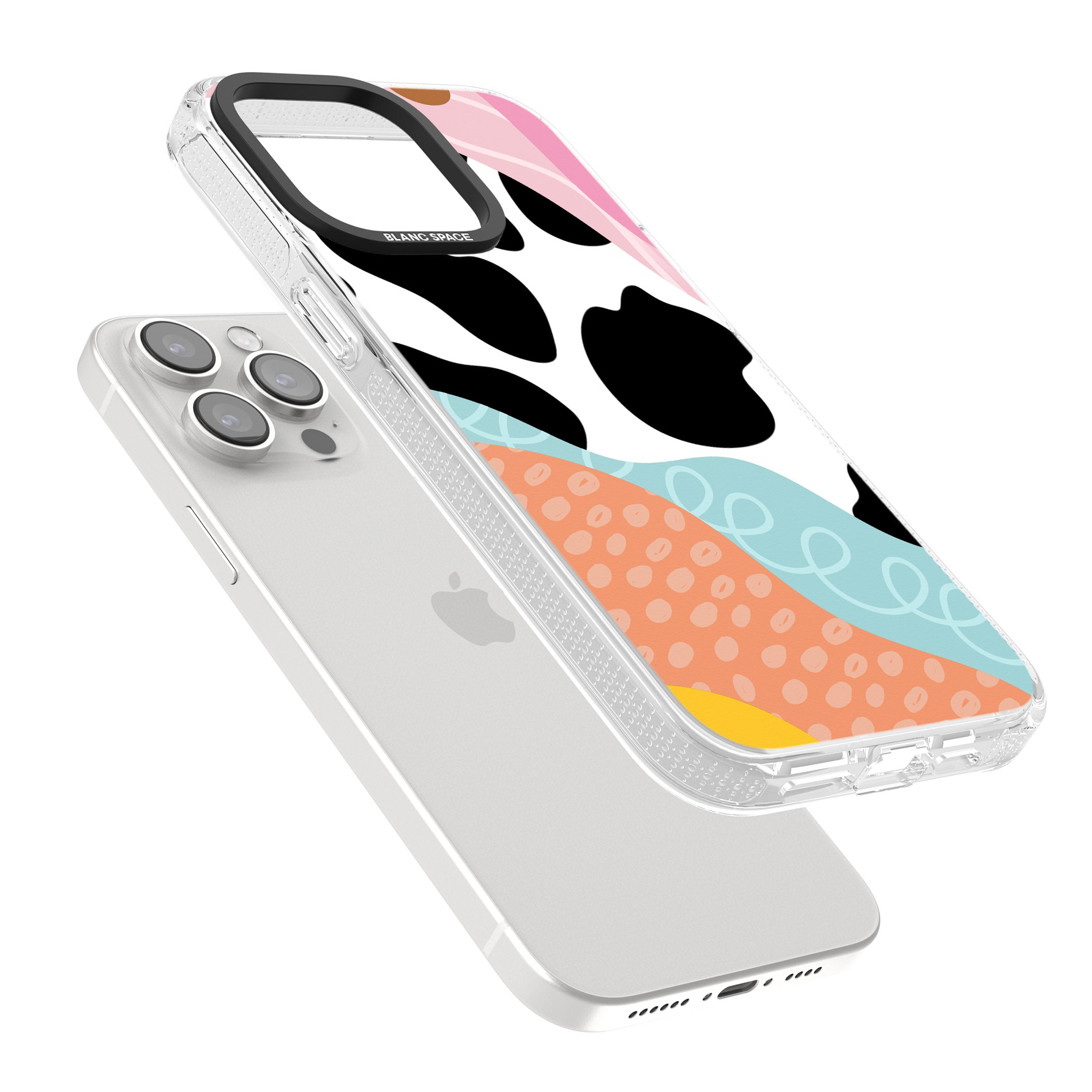 Abstract Elegance iPhone 15 Pro Max / 15 Pro / 14 Pro Max / 14 Pro / 13 Pro Clear Case Impact Air - Blanc Space