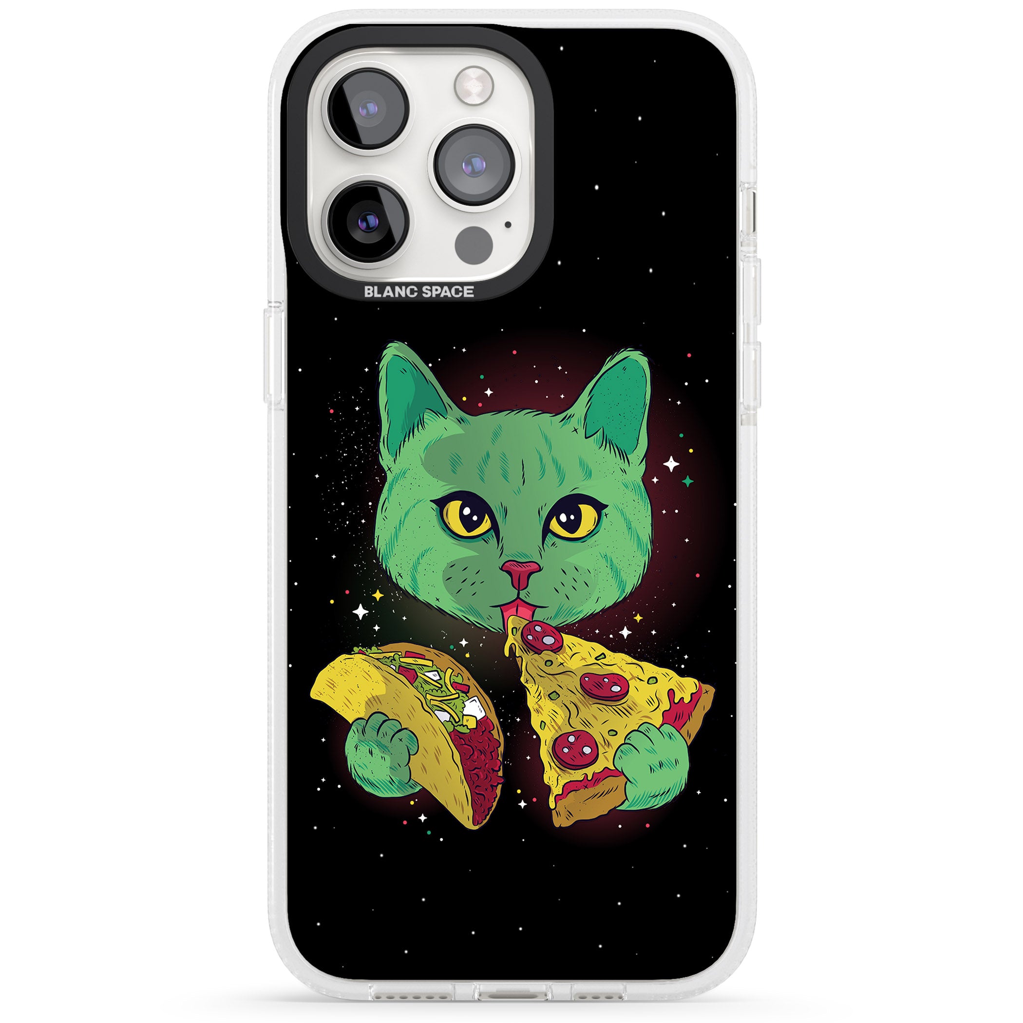Pizza Purr iPhone 15 Pro Max / 15 Pro / 14 Pro Max / 14 Pro / 13 Pro Clear Case Impact Air - Blanc Space