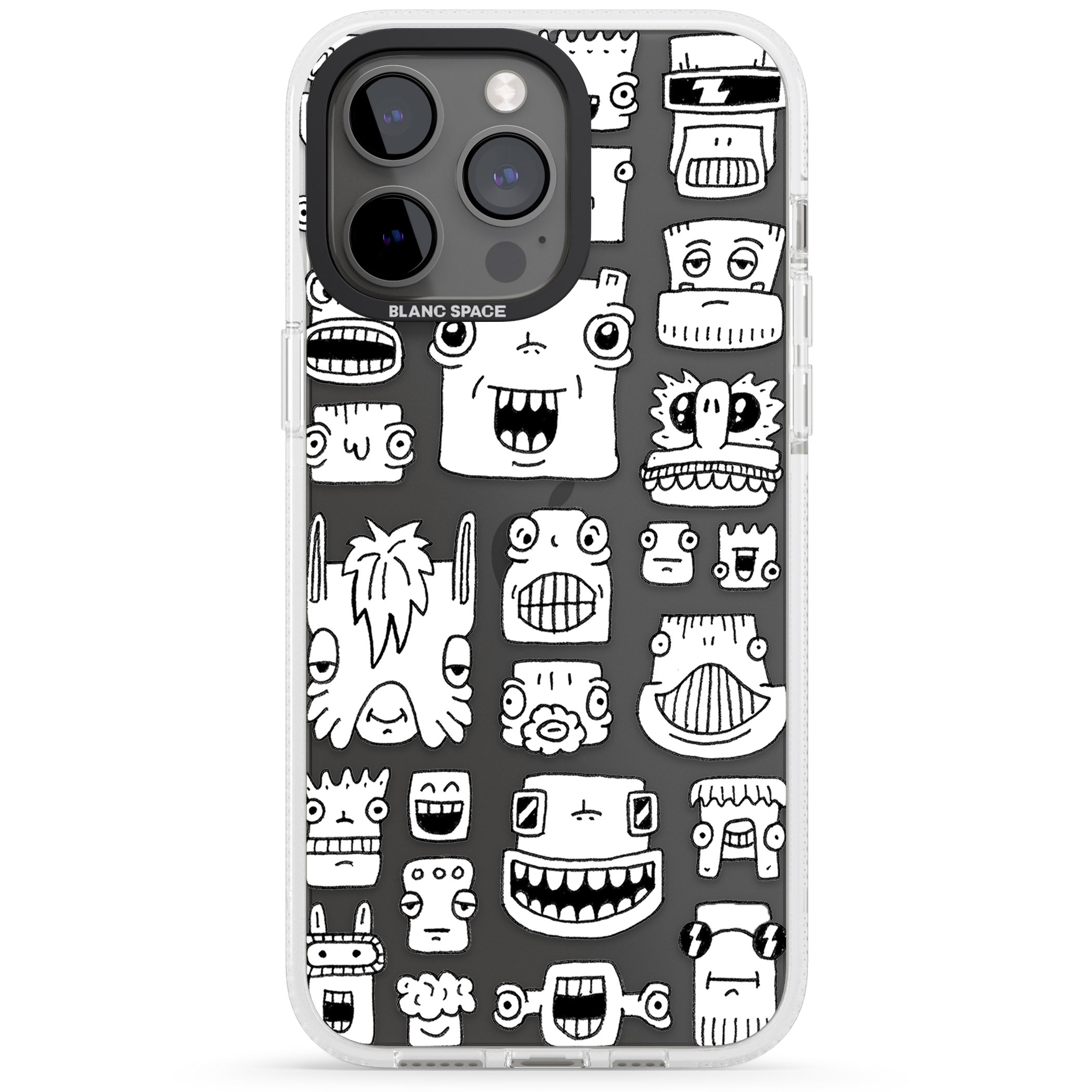 Burst Heads iPhone 15 Pro Max / 15 Pro / 14 Pro Max / 14 Pro / 13 Pro Clear Case Impact Air - Blanc Space