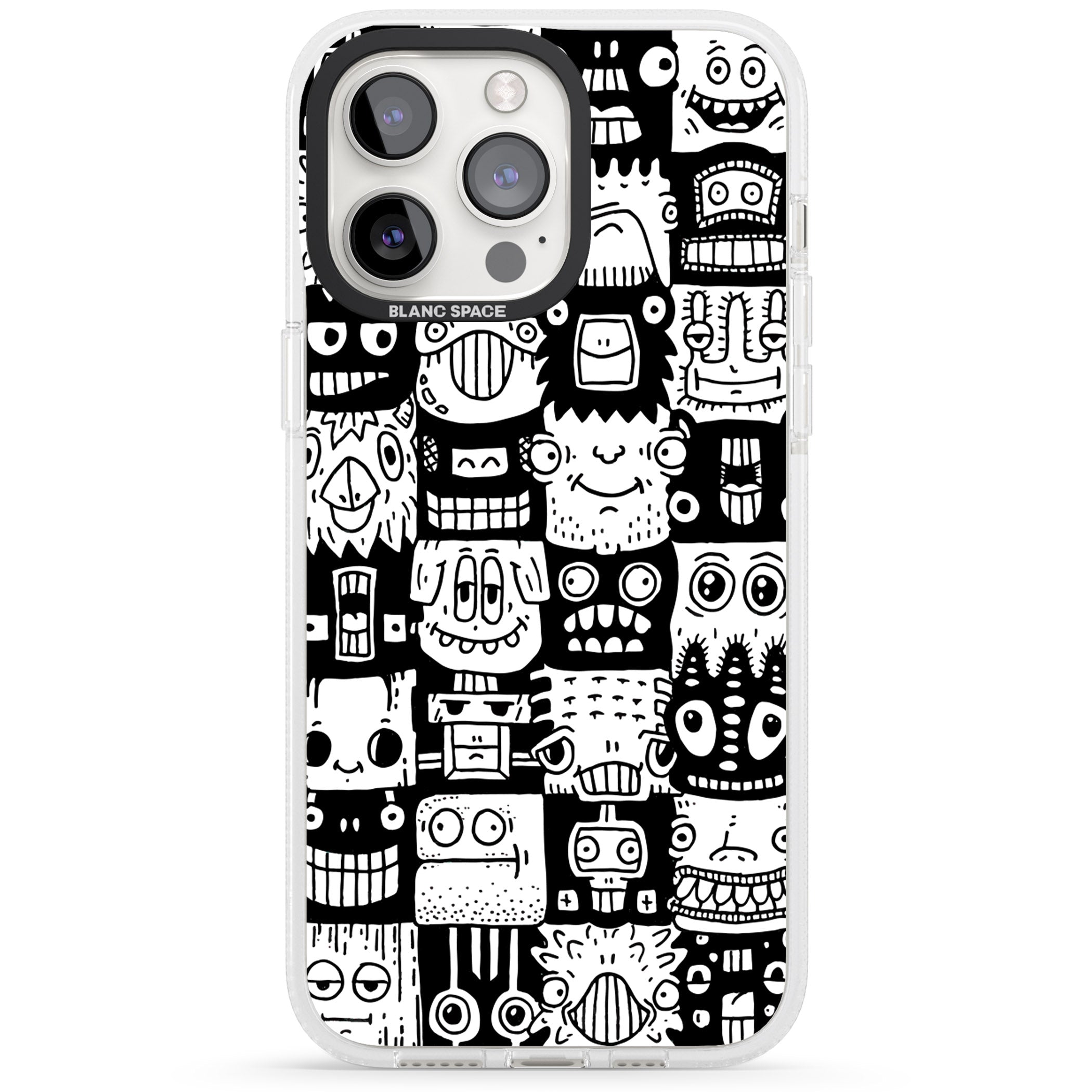 Checkerboard Heads iPhone 15 Pro Max / 15 Pro / 14 Pro Max / 14 Pro / 13 Pro Clear Case Impact Air - Blanc Space