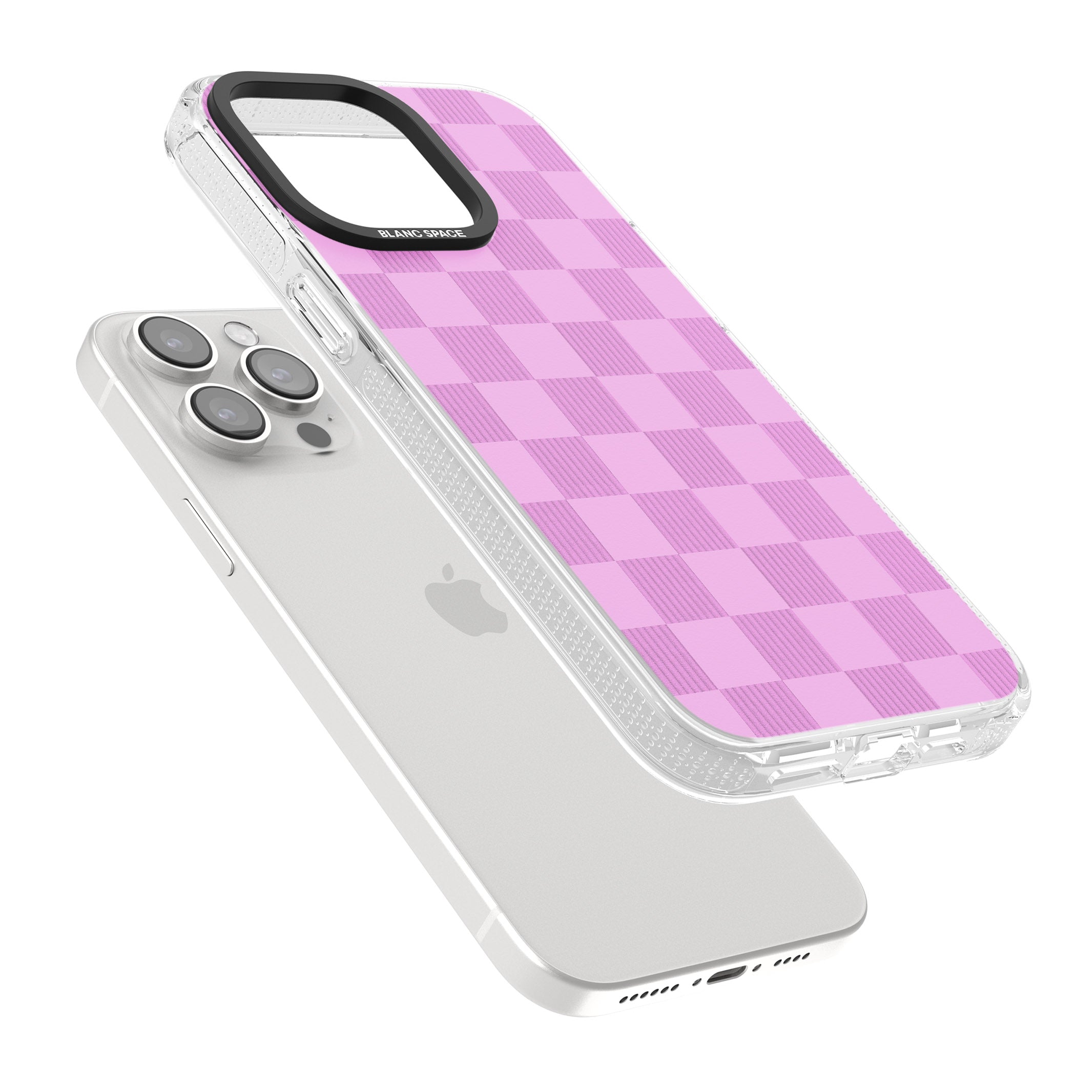 BUBBLEGUM CHECKERED iPhone 15 Pro Max / 15 Pro / 14 Pro Max / 14 Pro / 13 Pro Clear Case Impact Air - Blanc Space