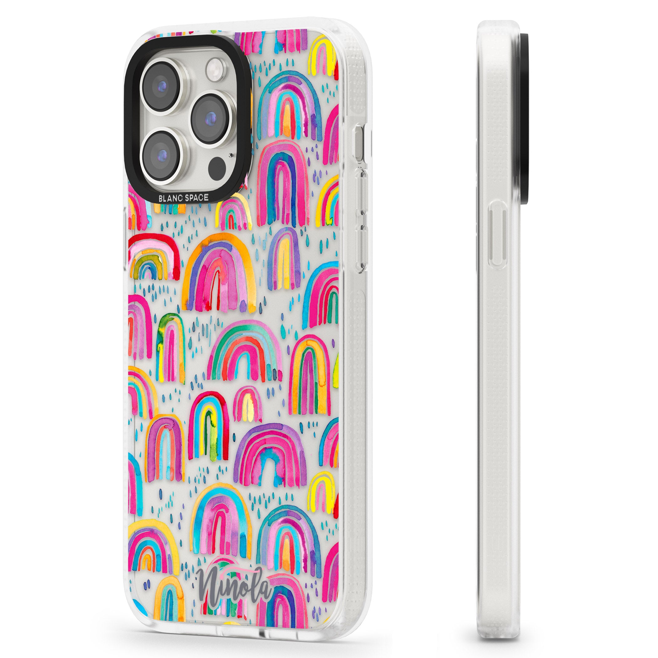 Cute Watercolor Rainbows iPhone 15 Pro Max / 15 Pro / 14 Pro Max / 14 Pro / 13 Pro Clear Case Impact Air - Blanc Space