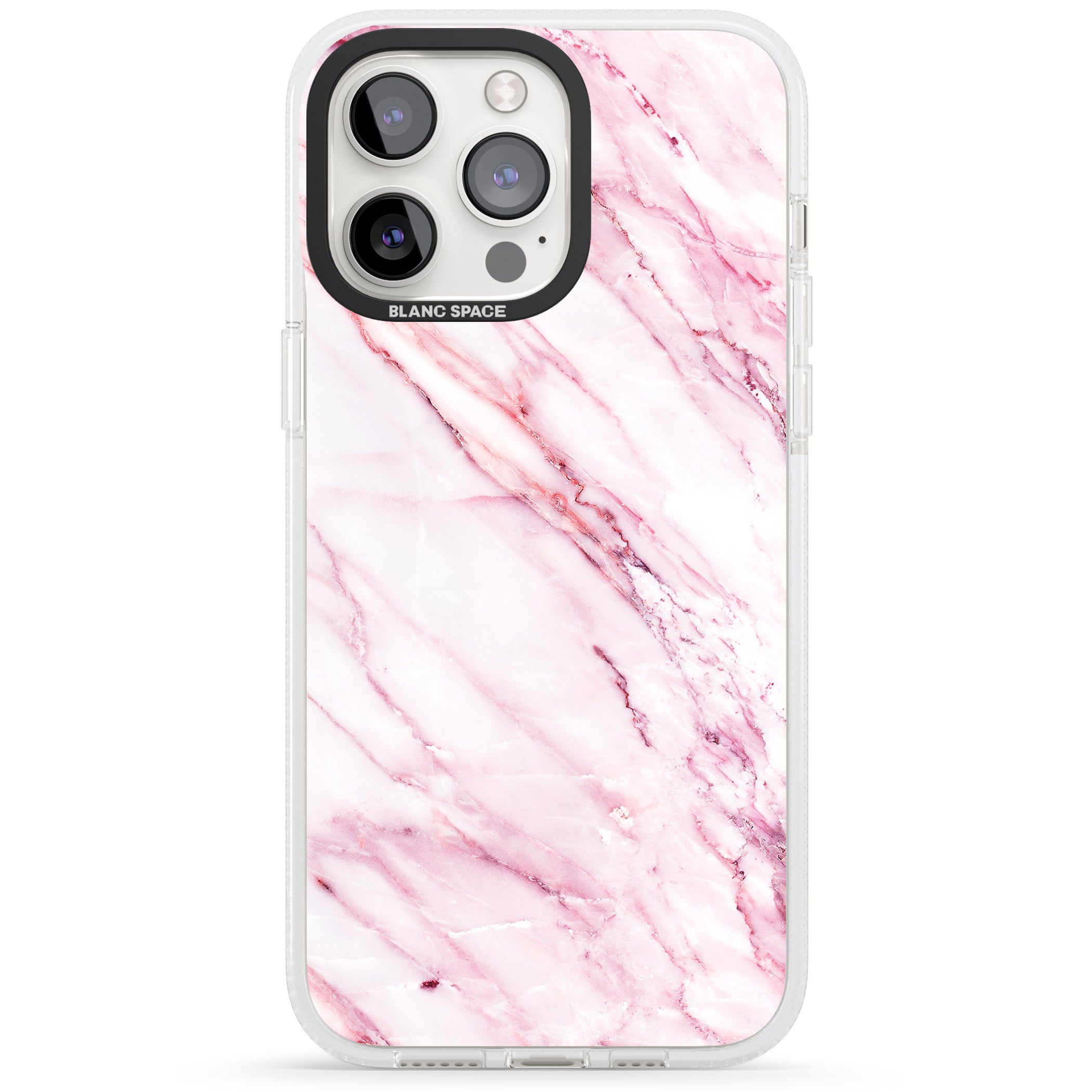 White & Pink Onyx Marble Texture iPhone 15 Pro Max / 15 Pro / 14 Pro Max / 14 Pro / 13 Pro Clear Case Impact Air - Blanc Space