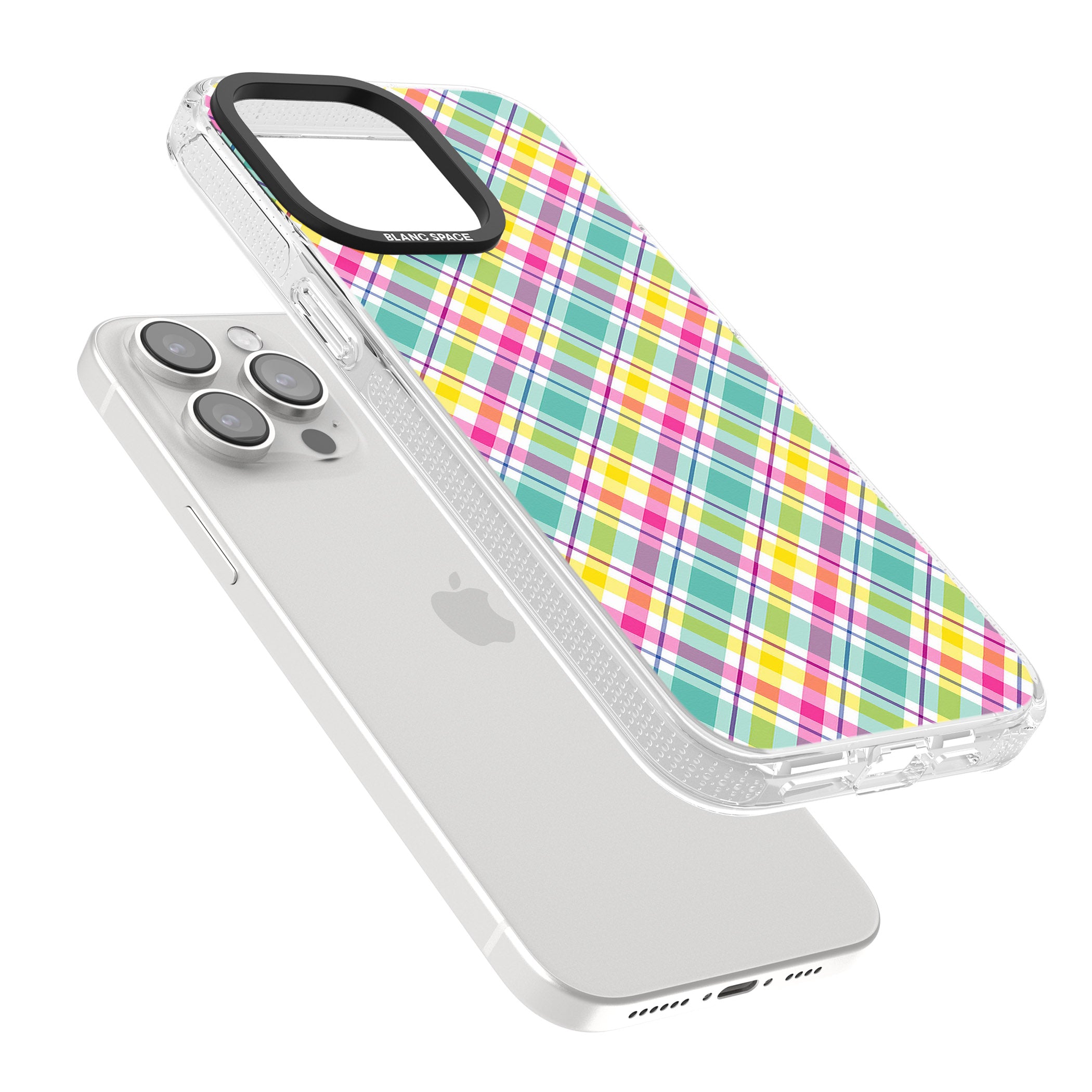 Crosshatch Plaid iPhone 15 Pro Max / 15 Pro / 14 Pro Max / 14 Pro / 13 Pro Clear Case Impact Air - Blanc Space