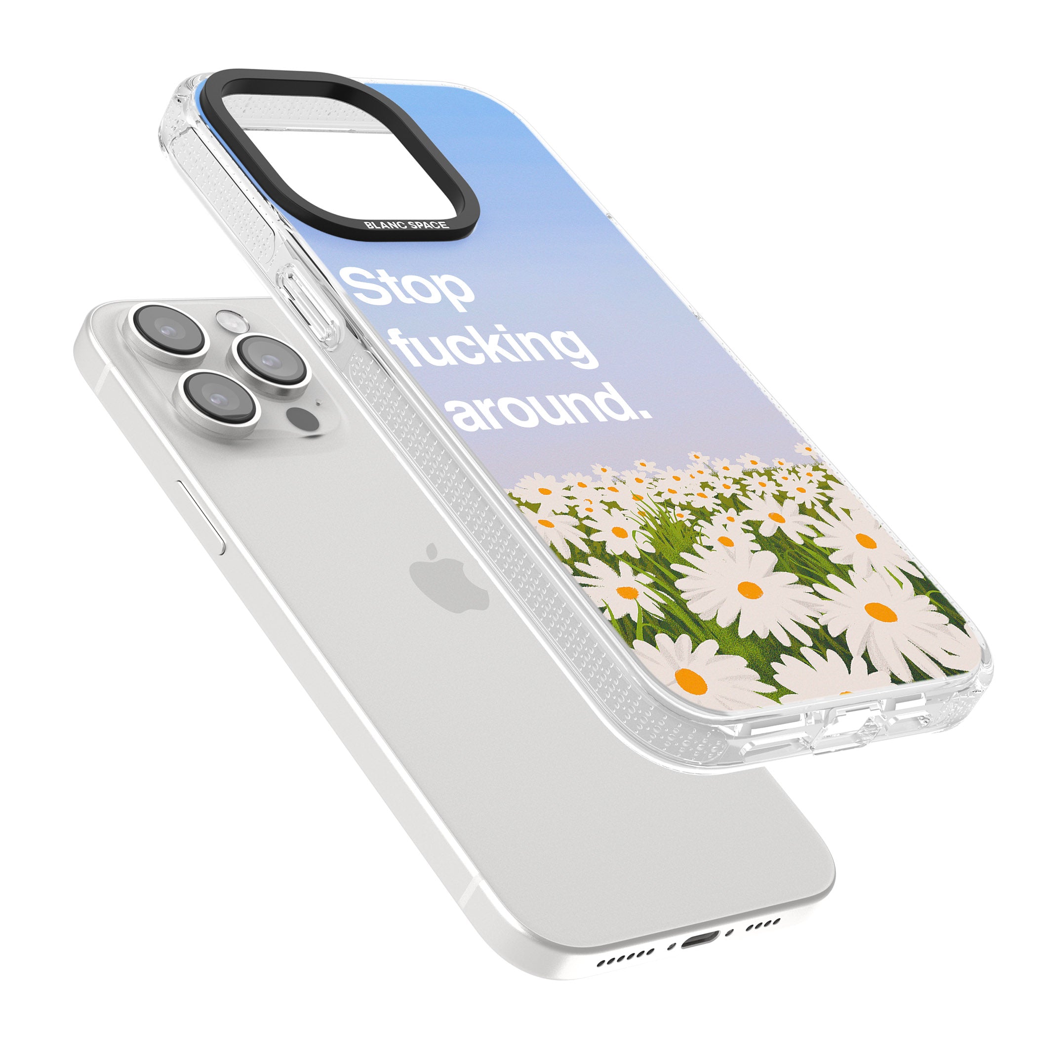 Stop f*cking around iPhone 15 Pro Max / 15 Pro / 14 Pro Max / 14 Pro / 13 Pro Clear Case Impact Air - Blanc Space