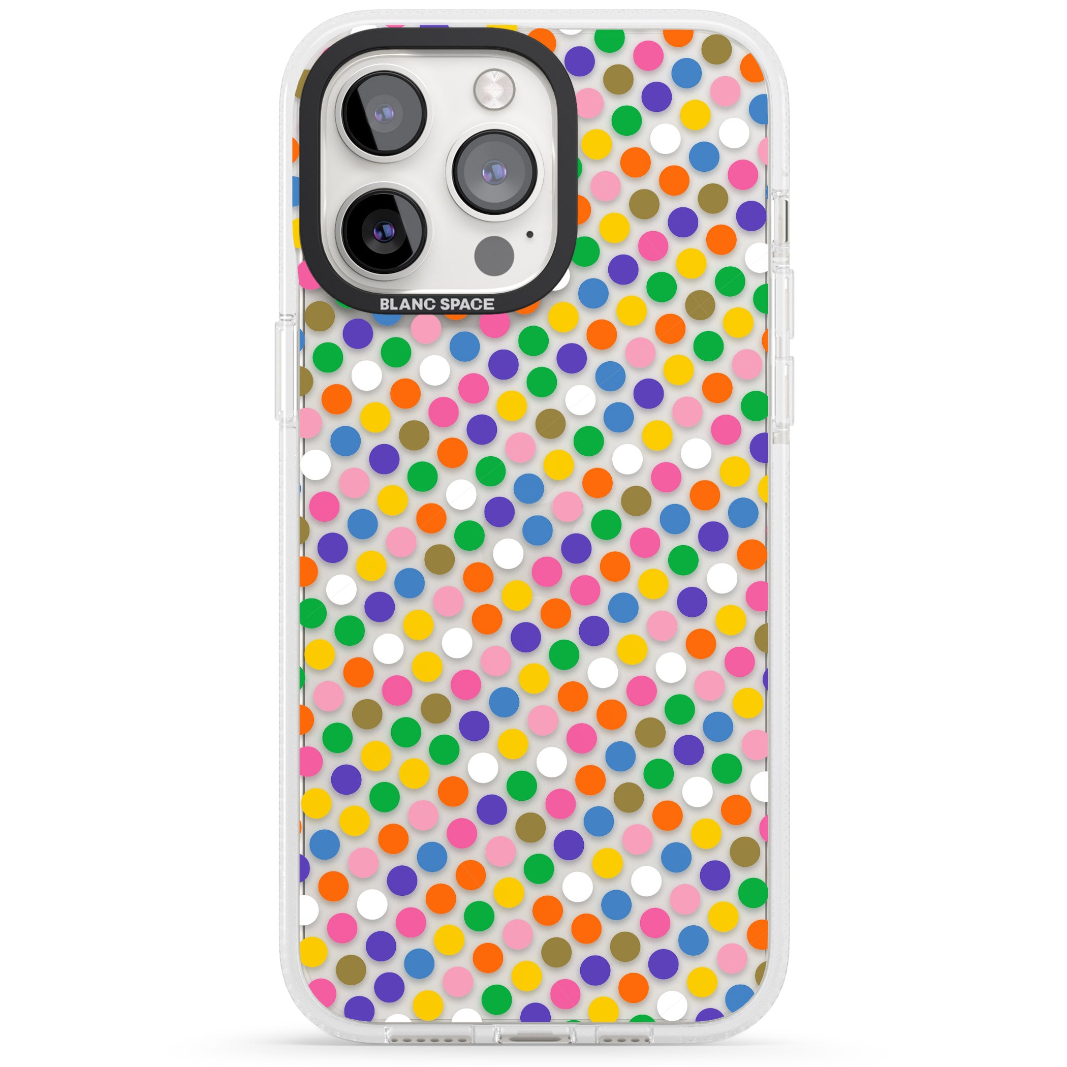 Multicolour Polka-dot Fiesta iPhone 15 Pro Max / 15 Pro / 14 Pro Max / 14 Pro / 13 Pro Clear Case Impact Air - Blanc Space