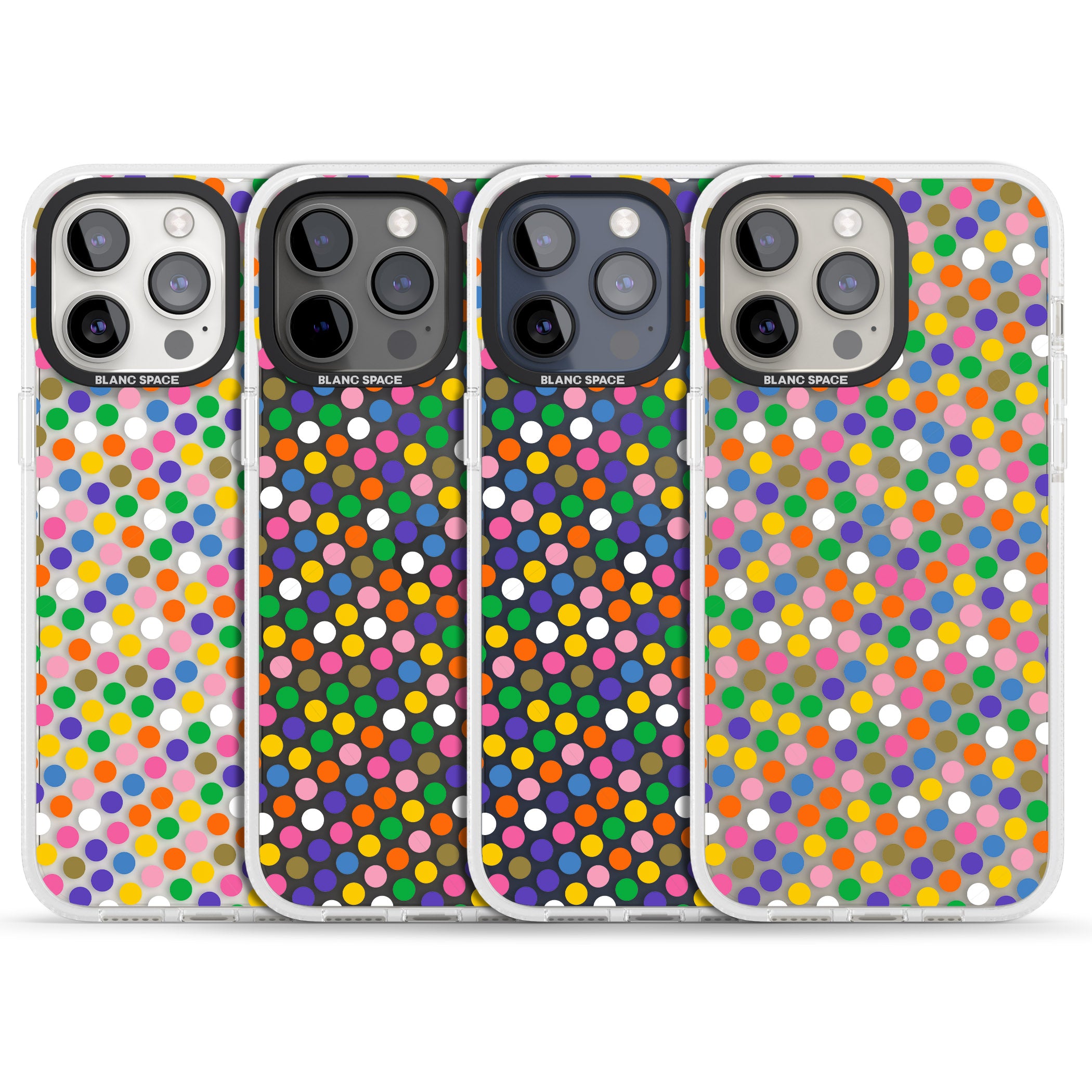 Multicolour Polka-dot Fiesta iPhone 15 Pro Max / 15 Pro / 14 Pro Max / 14 Pro / 13 Pro Clear Case Impact Air - Blanc Space