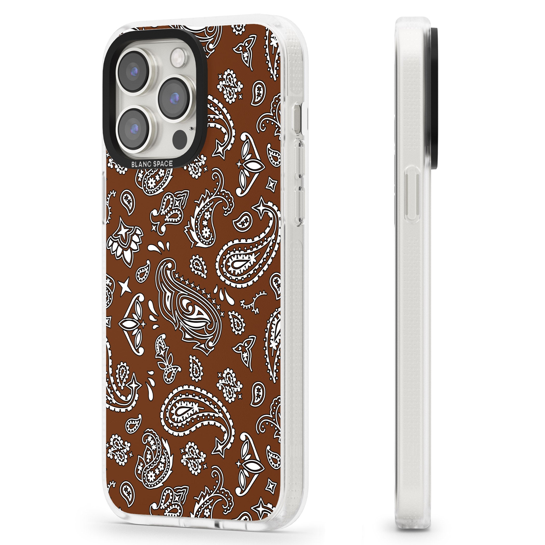 Brown Bandana iPhone 15 Pro Max / 15 Pro / 14 Pro Max / 14 Pro / 13 Pro Clear Case Impact Air - Blanc Space