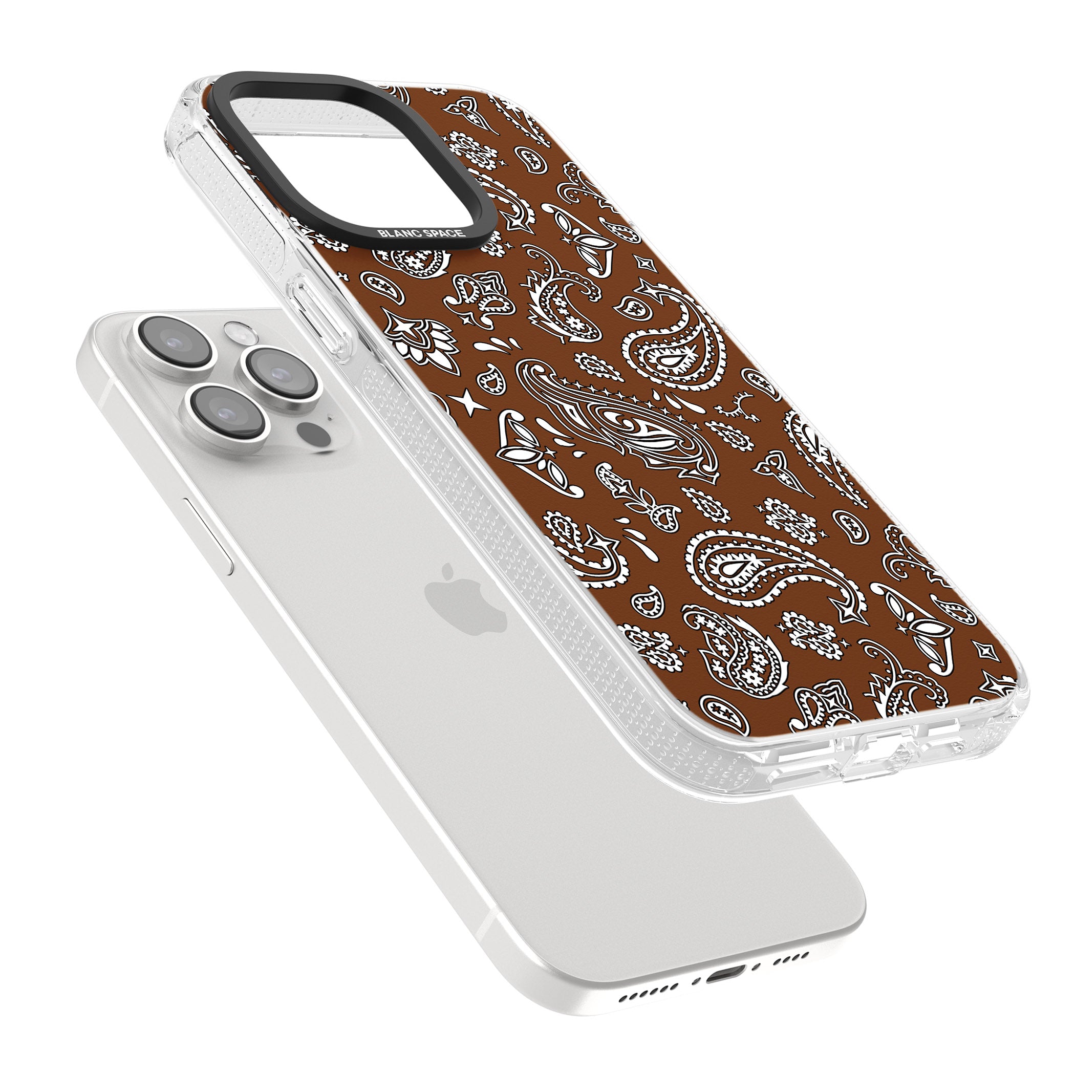 Brown Bandana iPhone 15 Pro Max / 15 Pro / 14 Pro Max / 14 Pro / 13 Pro Clear Case Impact Air - Blanc Space
