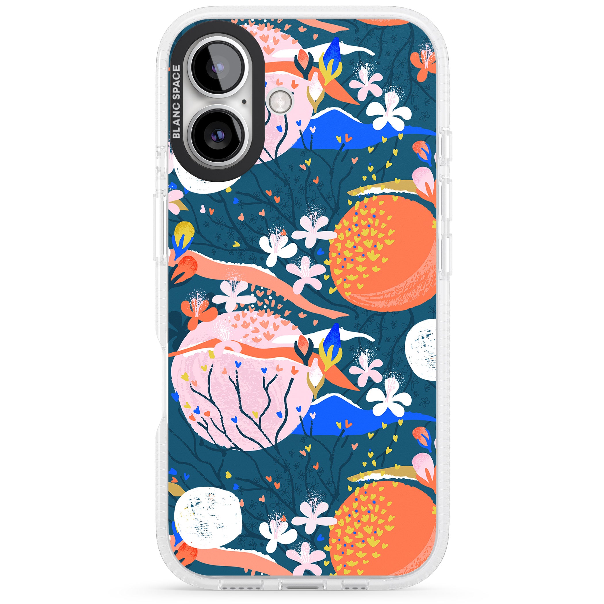 Bright Circles Abstract iPhone 16 / 16 Plus Clear Case Impact Air - Blanc Space