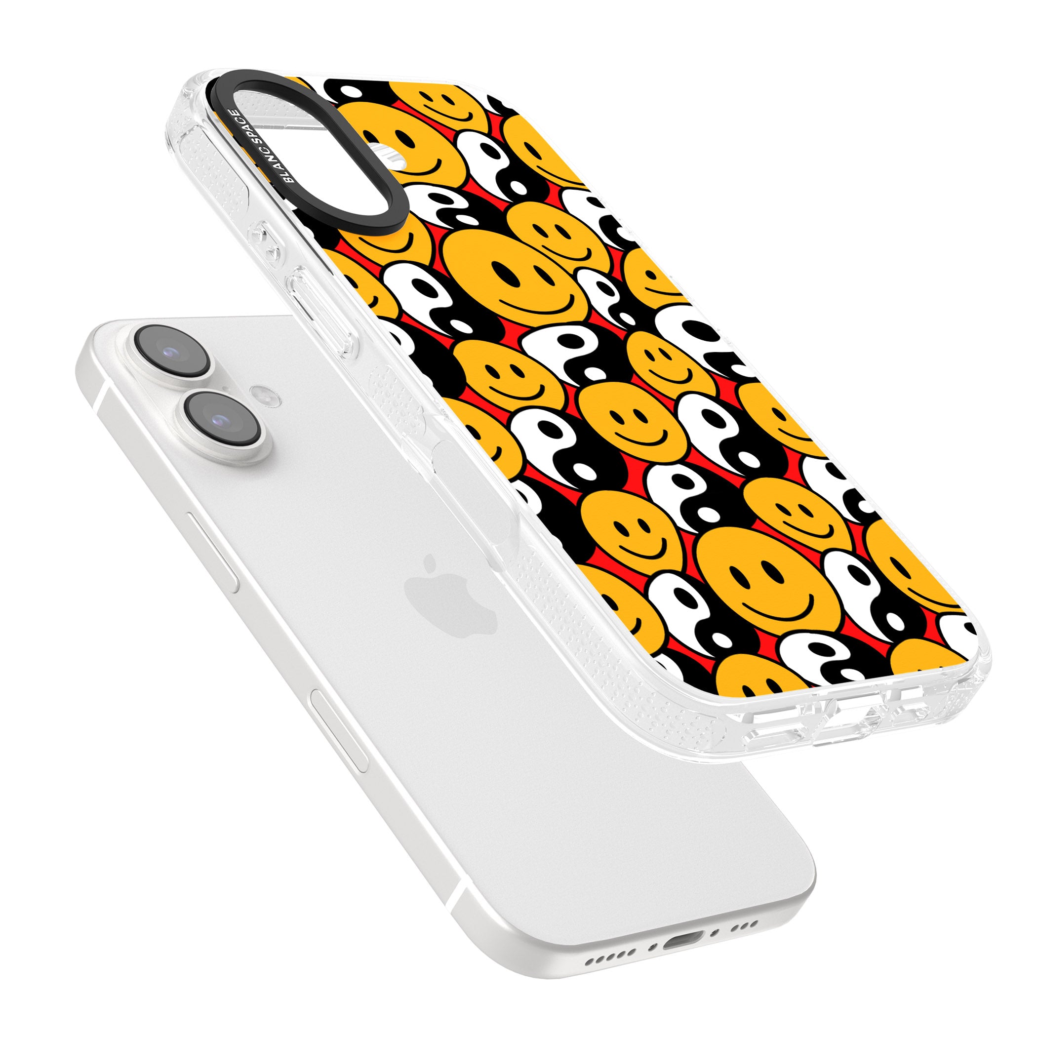 Yin Yang & Faces iPhone 16 / 16 Plus Clear Case Impact Air - Blanc Space