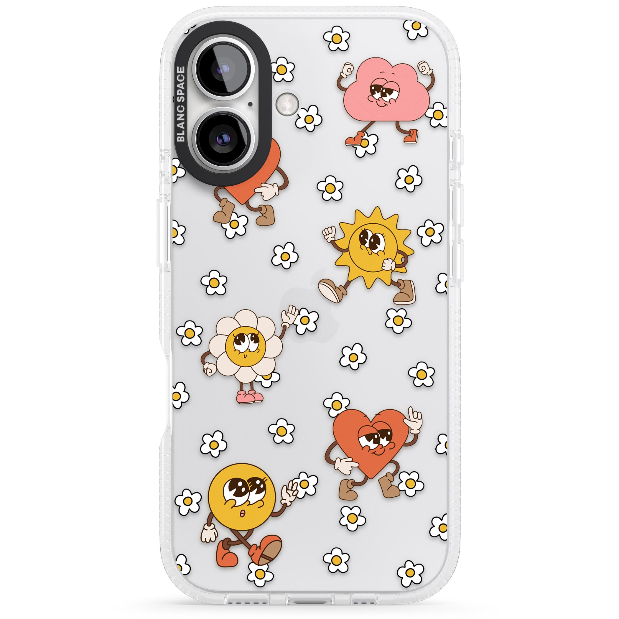 Daisies & Friends iPhone 16 / 16 Plus Clear Case Impact Air - Blanc Space