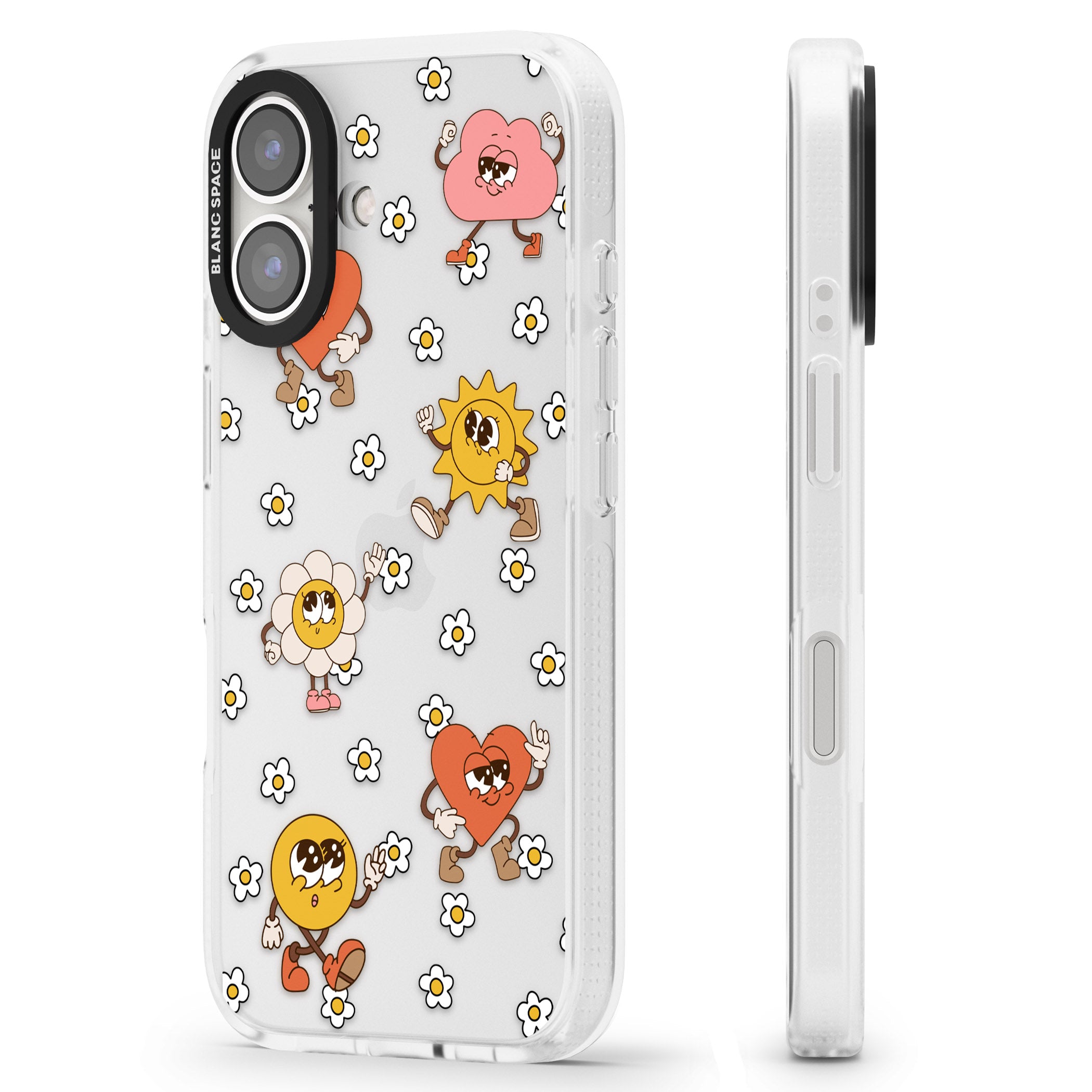 Daisies & Friends iPhone 16 / 16 Plus Clear Case Impact Air - Blanc Space