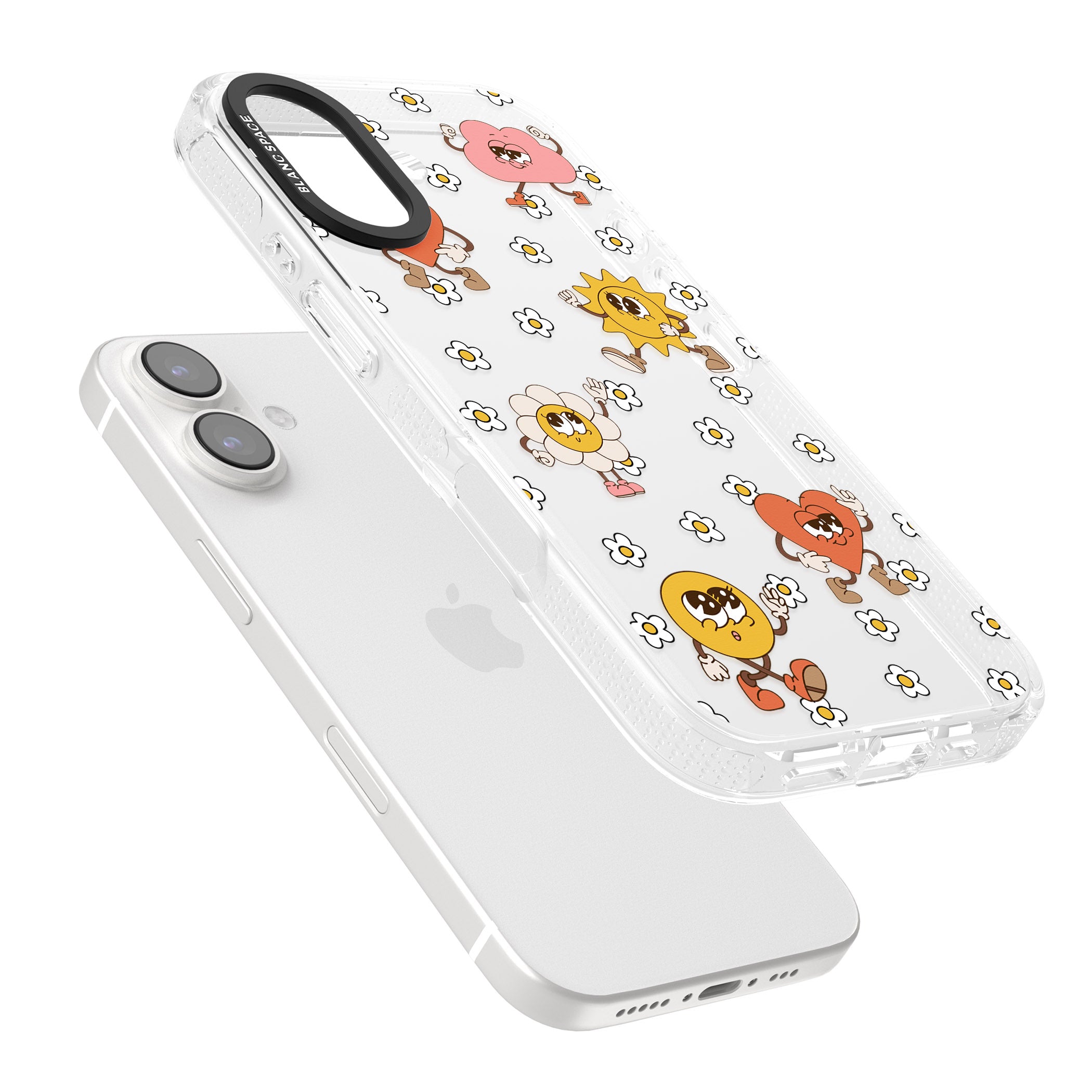 Daisies & Friends iPhone 16 / 16 Plus Clear Case Impact Air - Blanc Space