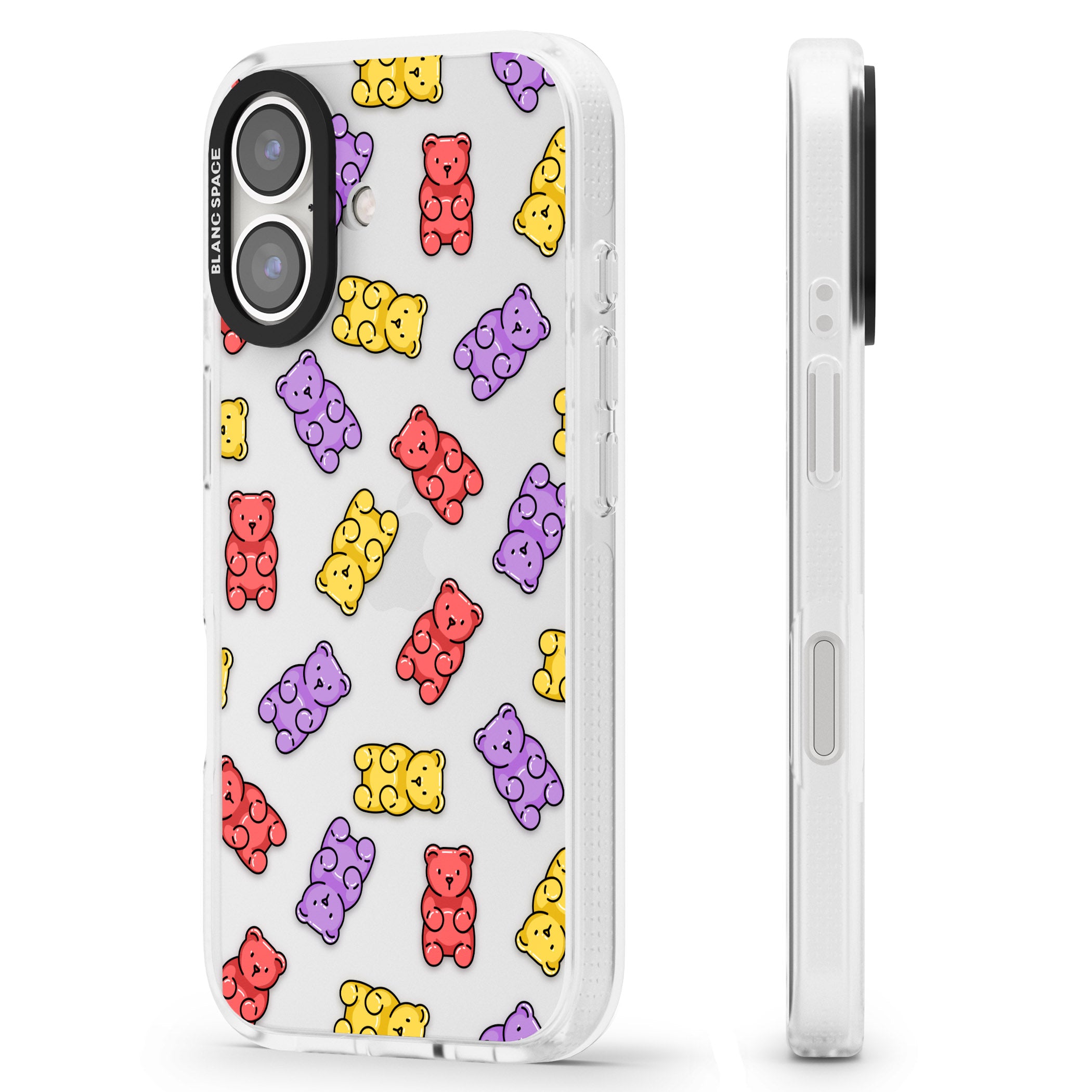 Gummy Bear Pattern iPhone 16 / 16 Plus Clear Case Impact Air - Blanc Space