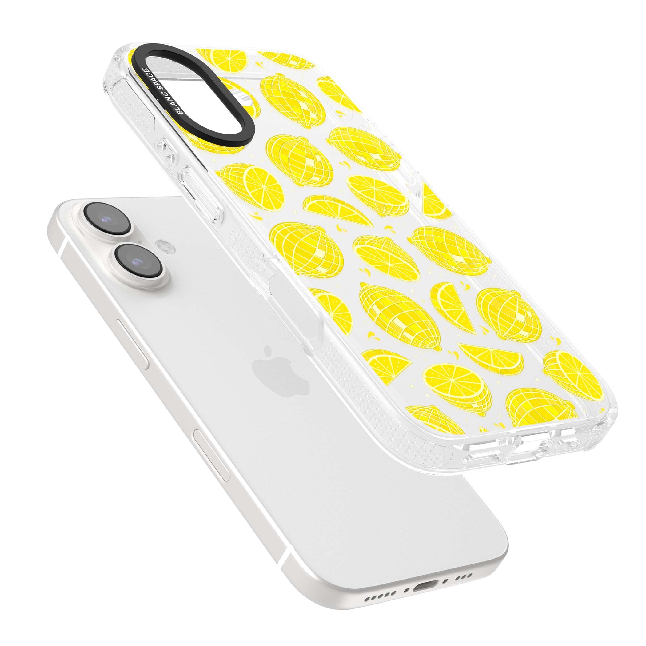 Disco Lemons citrus iPhone case featuring mirrorball lemons, sliced fruit and sparkle accents | Clear Case Impact Air case for iPhone 16, iPhone 16 Plus
