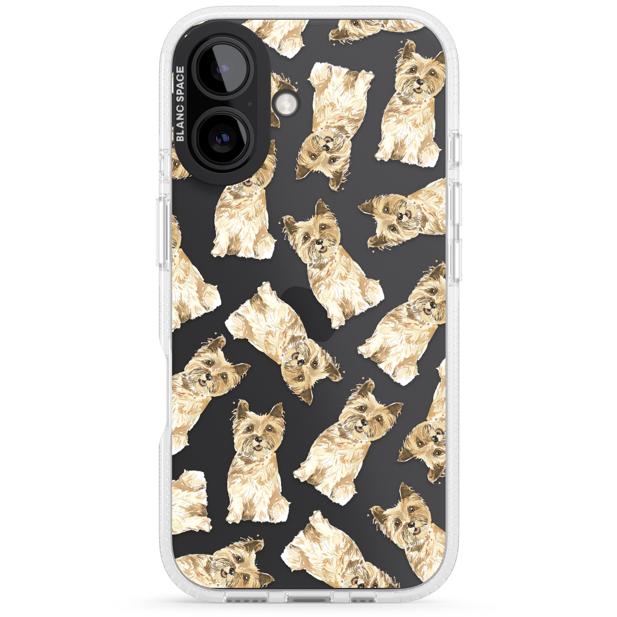 Cairn Terrier Watercolour Dog Pattern iPhone 16 / 16 Plus Clear Case Impact Air - Blanc Space