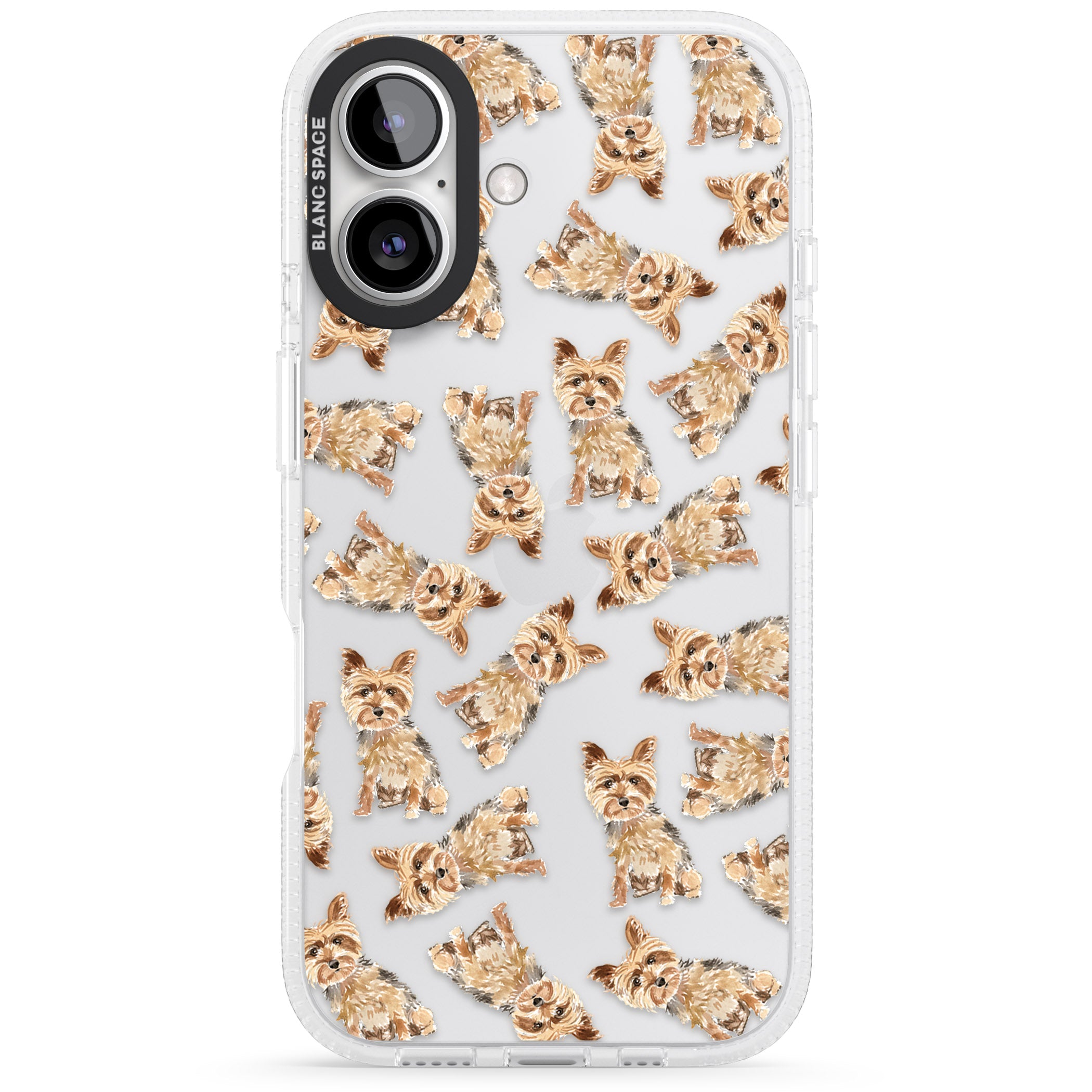 Yorkshire Terrier Watercolour Dog Pattern iPhone 16 / 16 Plus Clear Case Impact Air - Blanc Space