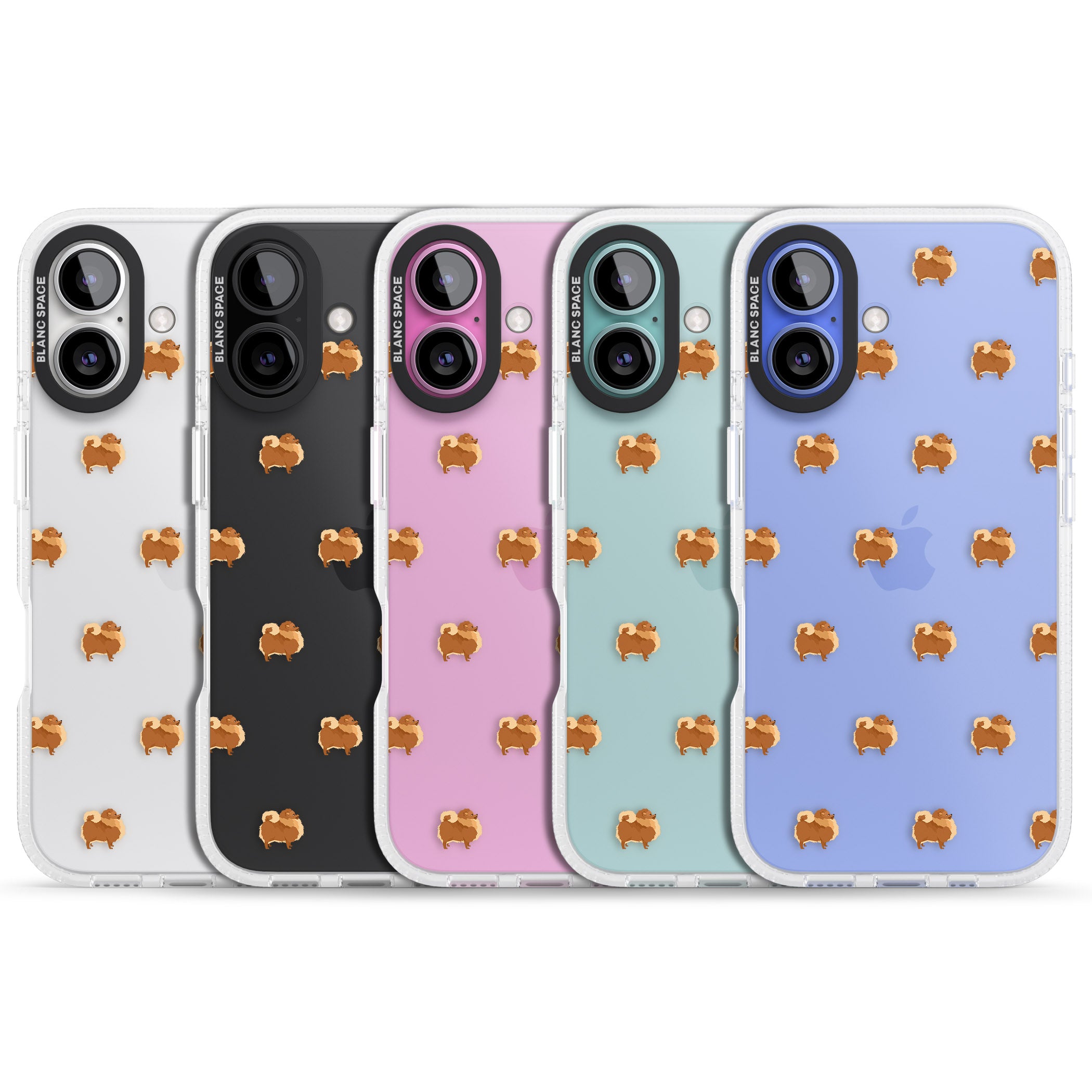 Pomeranian Dog Pattern Clear iPhone 16 / 16 Plus Clear Case Impact Air - Blanc Space