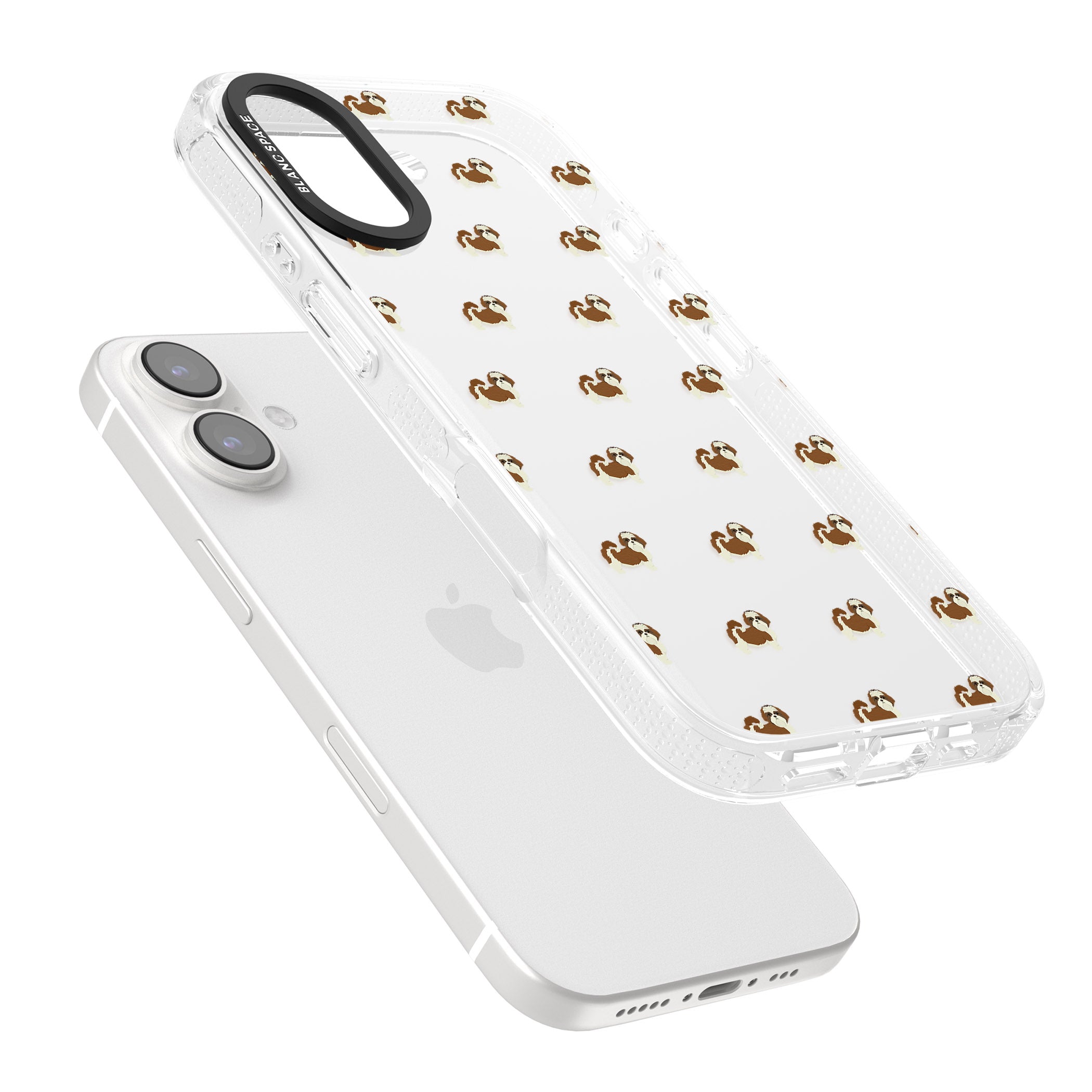 Shih Tzu Dog Pattern Clear iPhone 16 / 16 Plus Clear Case Impact Air - Blanc Space