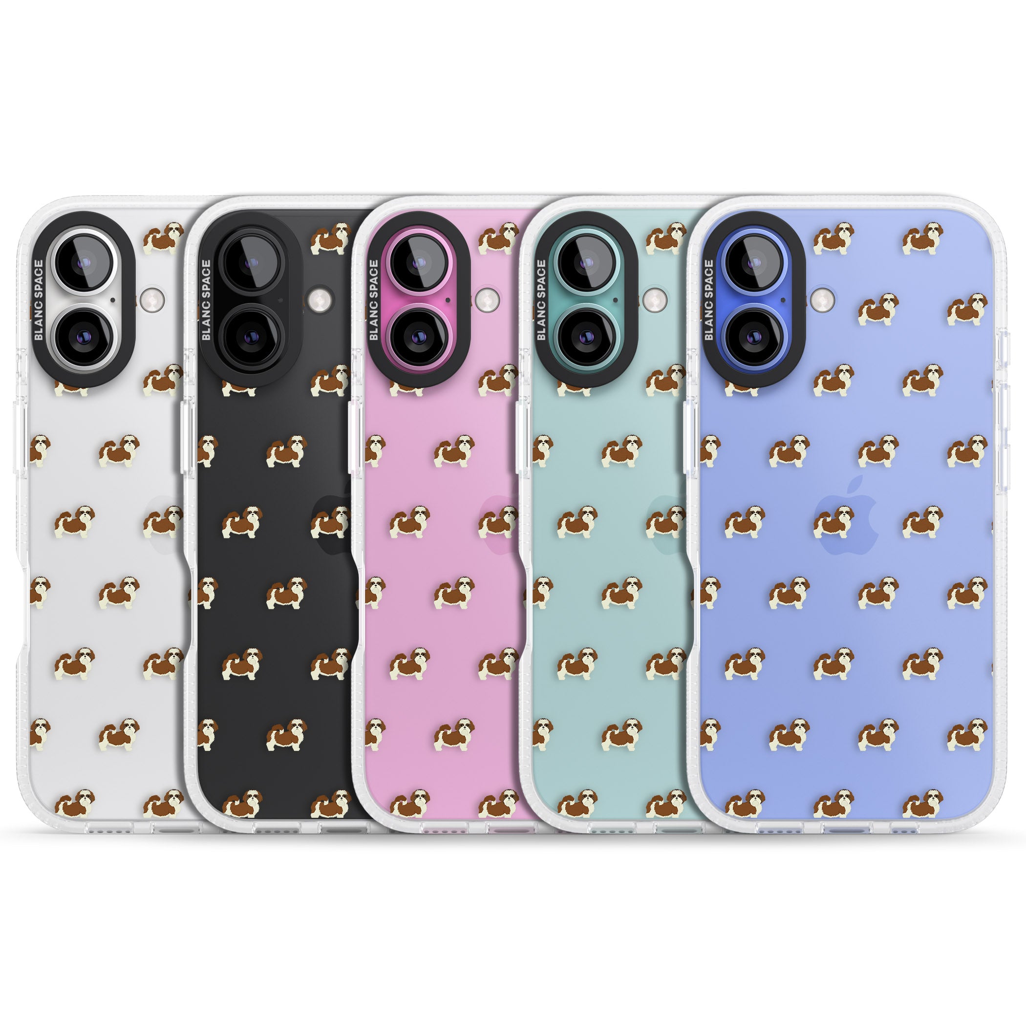 Shih Tzu Dog Pattern Clear iPhone 16 / 16 Plus Clear Case Impact Air - Blanc Space
