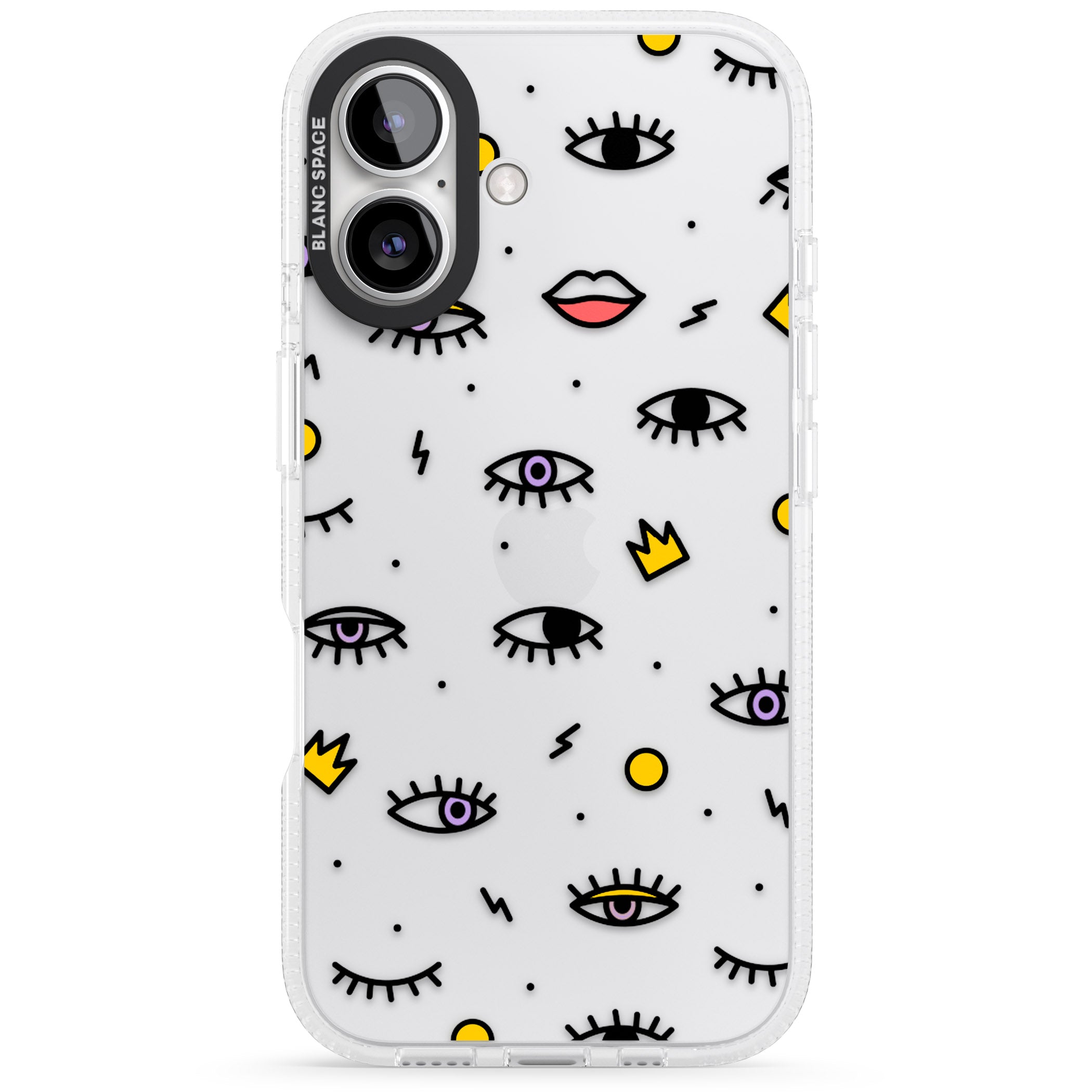 Eyes & Lips Icons iPhone 16 / 16 Plus Clear Case Impact Air - Blanc Space