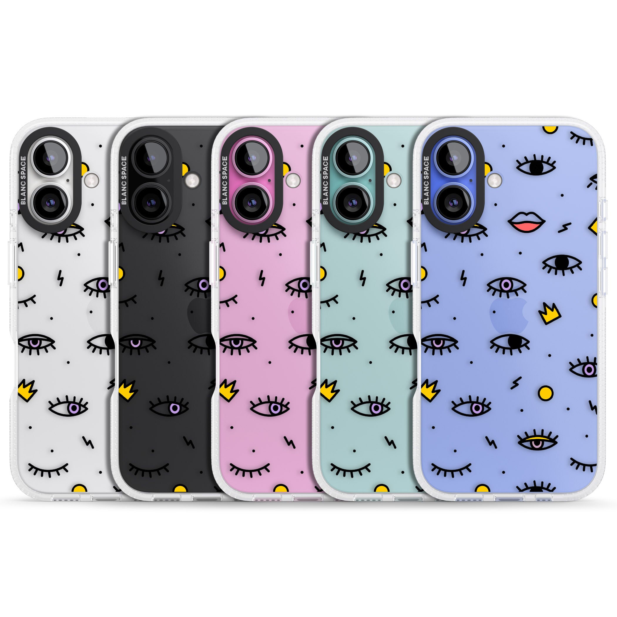 Eyes & Lips Icons iPhone 16 / 16 Plus Clear Case Impact Air - Blanc Space