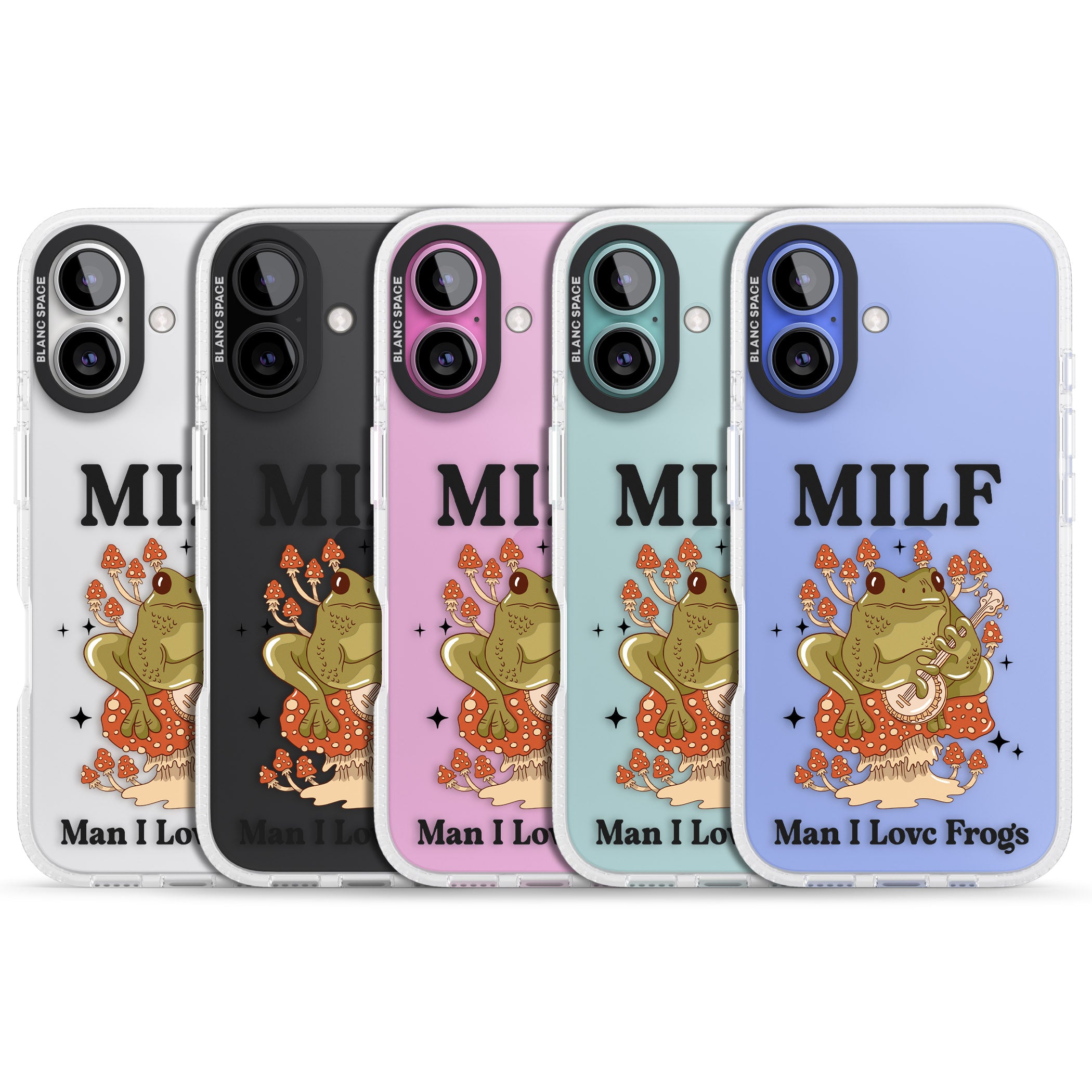 Man I Love Frogs iPhone 16 / 16 Plus Clear Case Impact Air - Blanc Space