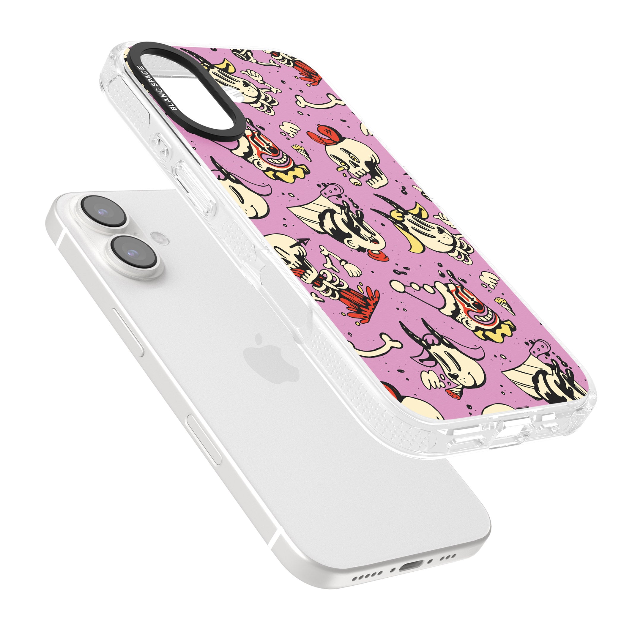 Purple Retro Halloween Pattern iPhone 16 / 16 Plus Clear Case Impact Air - Blanc Space