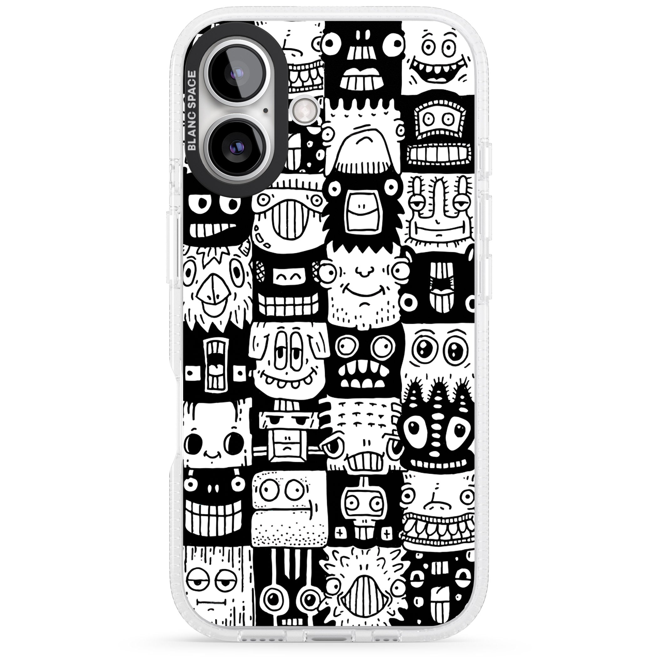 Checkerboard Heads iPhone 16 / 16 Plus Clear Case Impact Air - Blanc Space