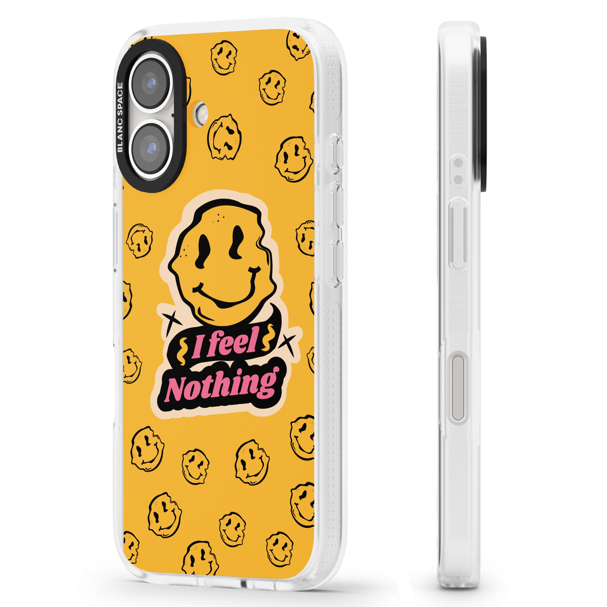 I feel nothing iPhone 16 / 16 Plus Clear Case Impact Air - Blanc Space