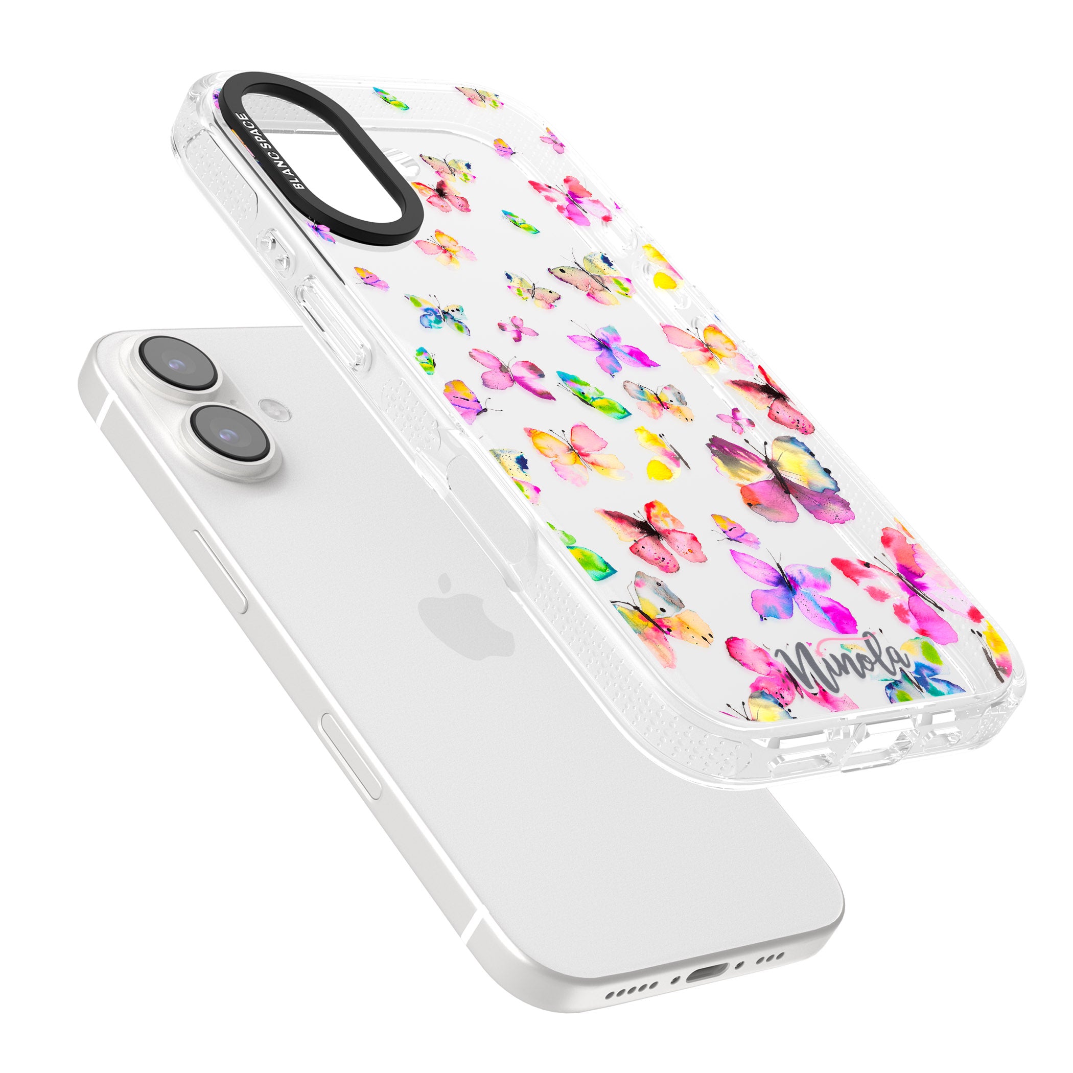 Watercolor Butterflies iPhone 16 / 16 Plus Clear Case Impact Air - Blanc Space