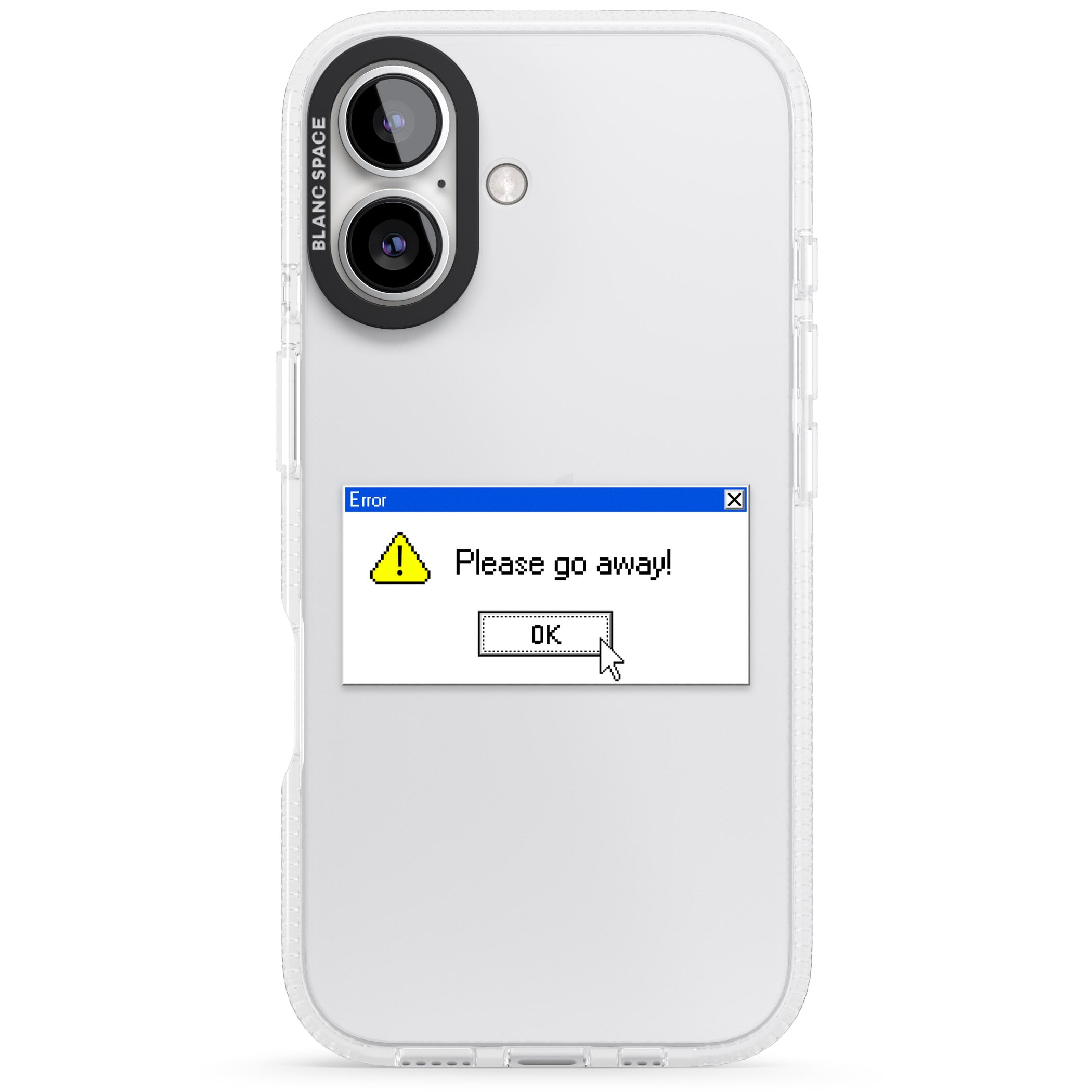Please go away.exe iPhone 16 / 16 Plus Clear Case Impact Air - Blanc Space
