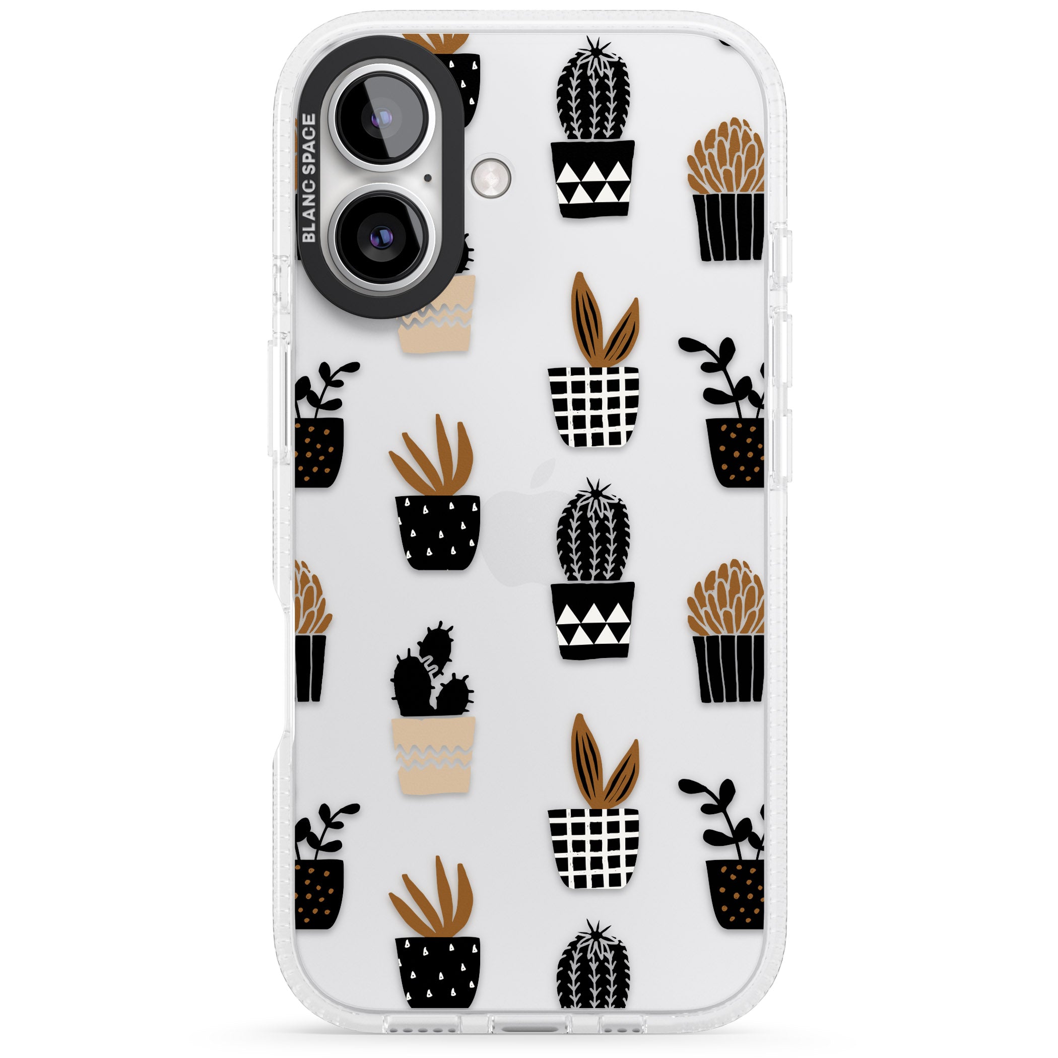 Large Mixed Plants Pattern - Clear iPhone 16 / 16 Plus Clear Case Impact Air - Blanc Space