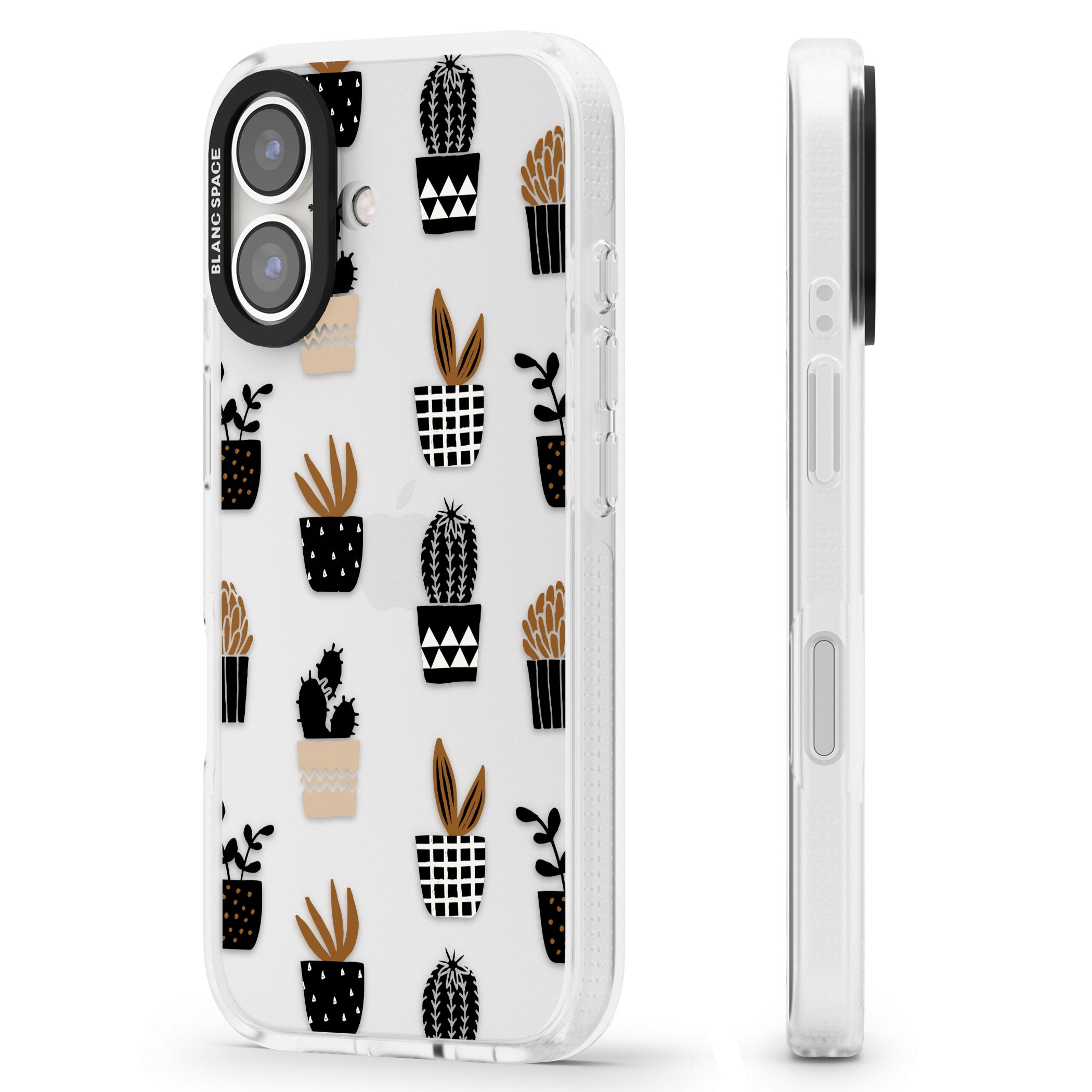 Large Mixed Plants Pattern - Clear iPhone 16 / 16 Plus Clear Case Impact Air - Blanc Space