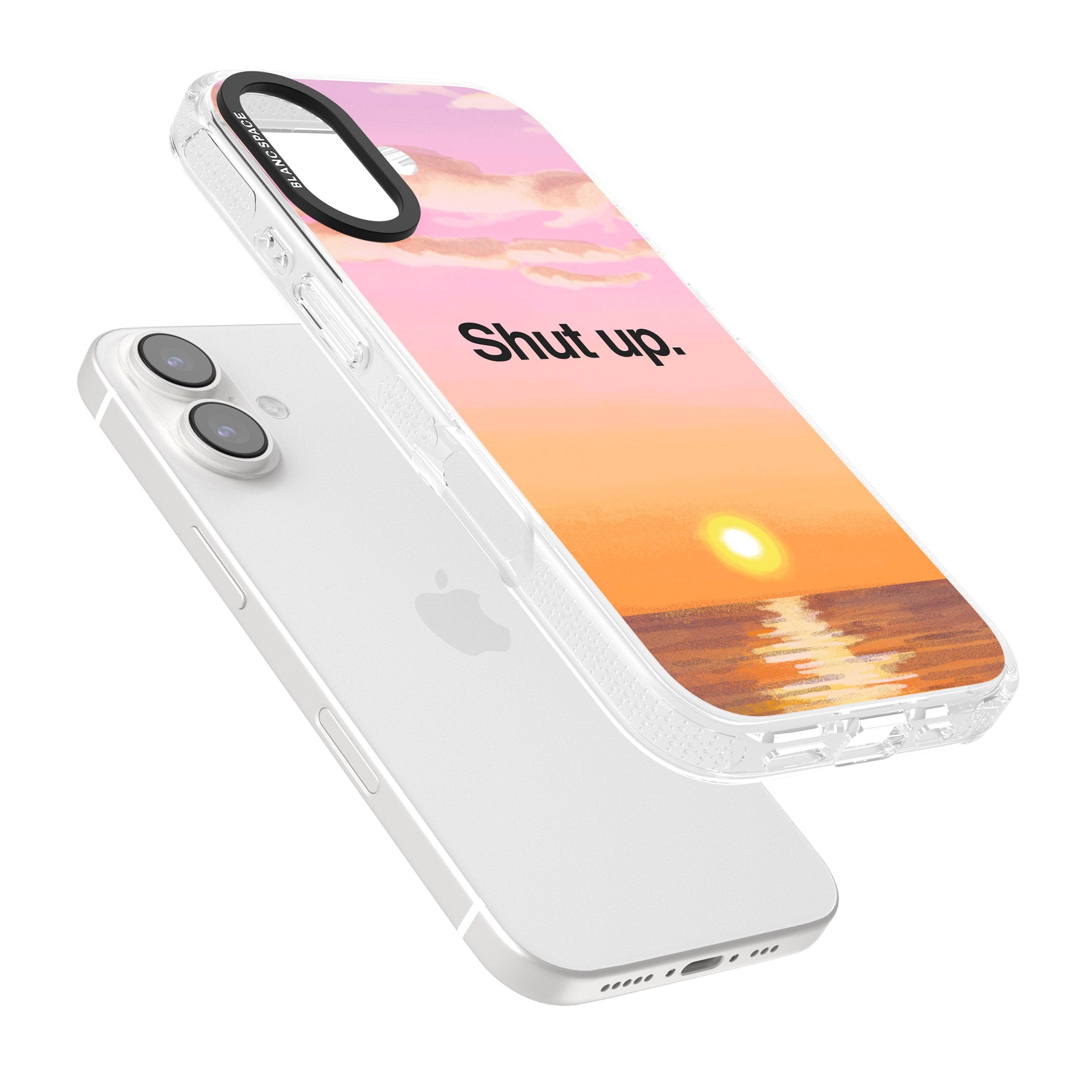 Shut up iPhone 16 / 16 Plus Clear Case Impact Air - Blanc Space