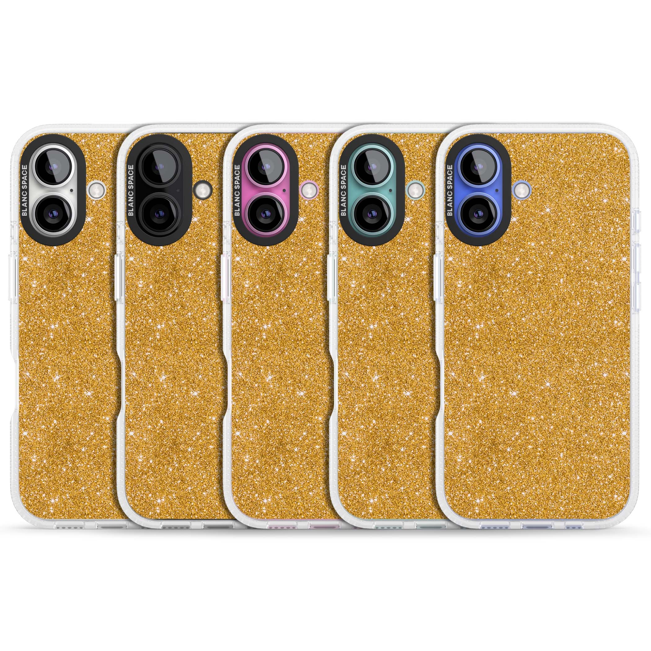 Gold Glitter gold glitter iPhone case featuring a shimmering sparkle wallpaper design in luxury gold | Clear Case Impact Air case for iPhone 16, iPhone 16 Plus