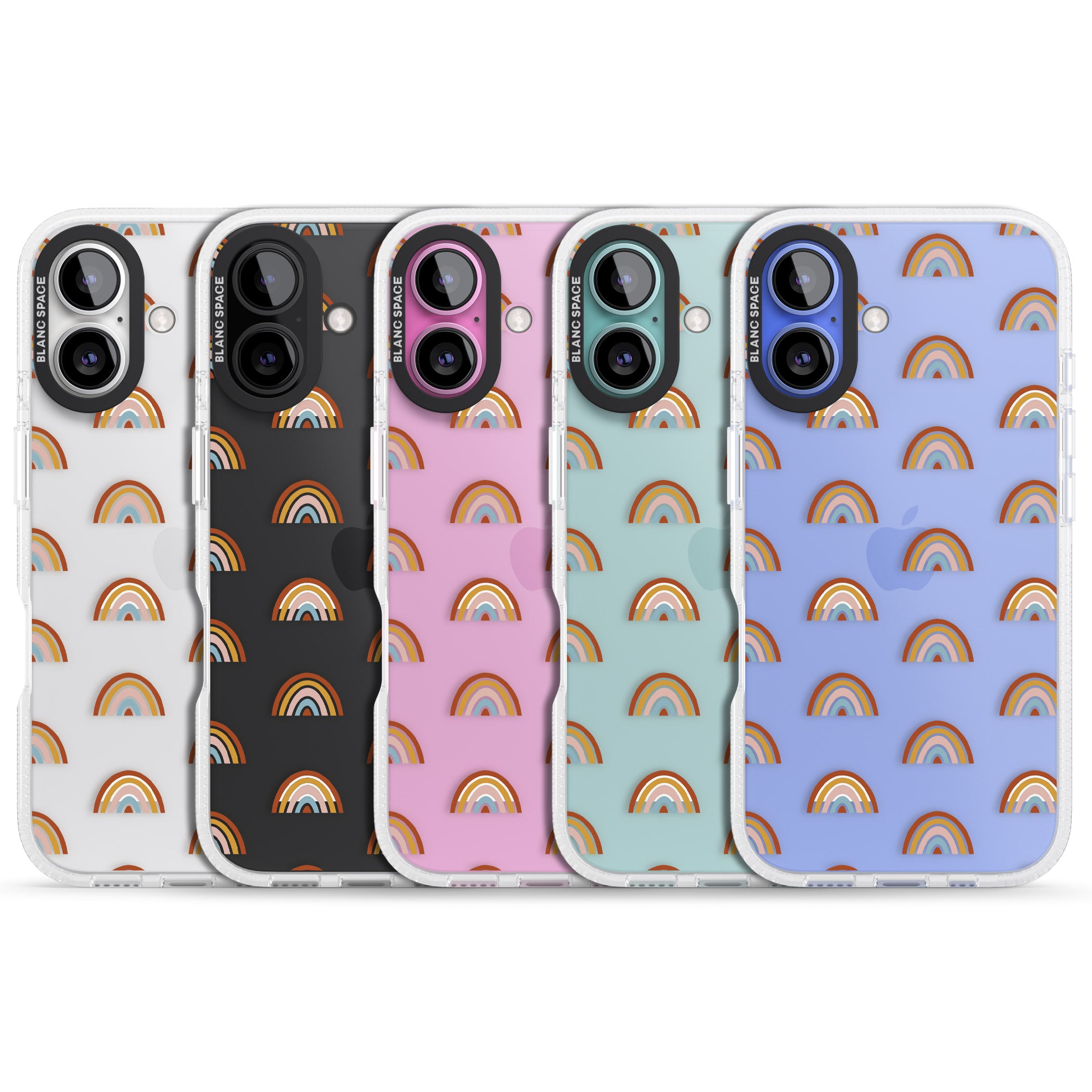 Cute Scandinavian Rainbows iPhone 16 / 16 Plus Clear Case Impact Air - Blanc Space
