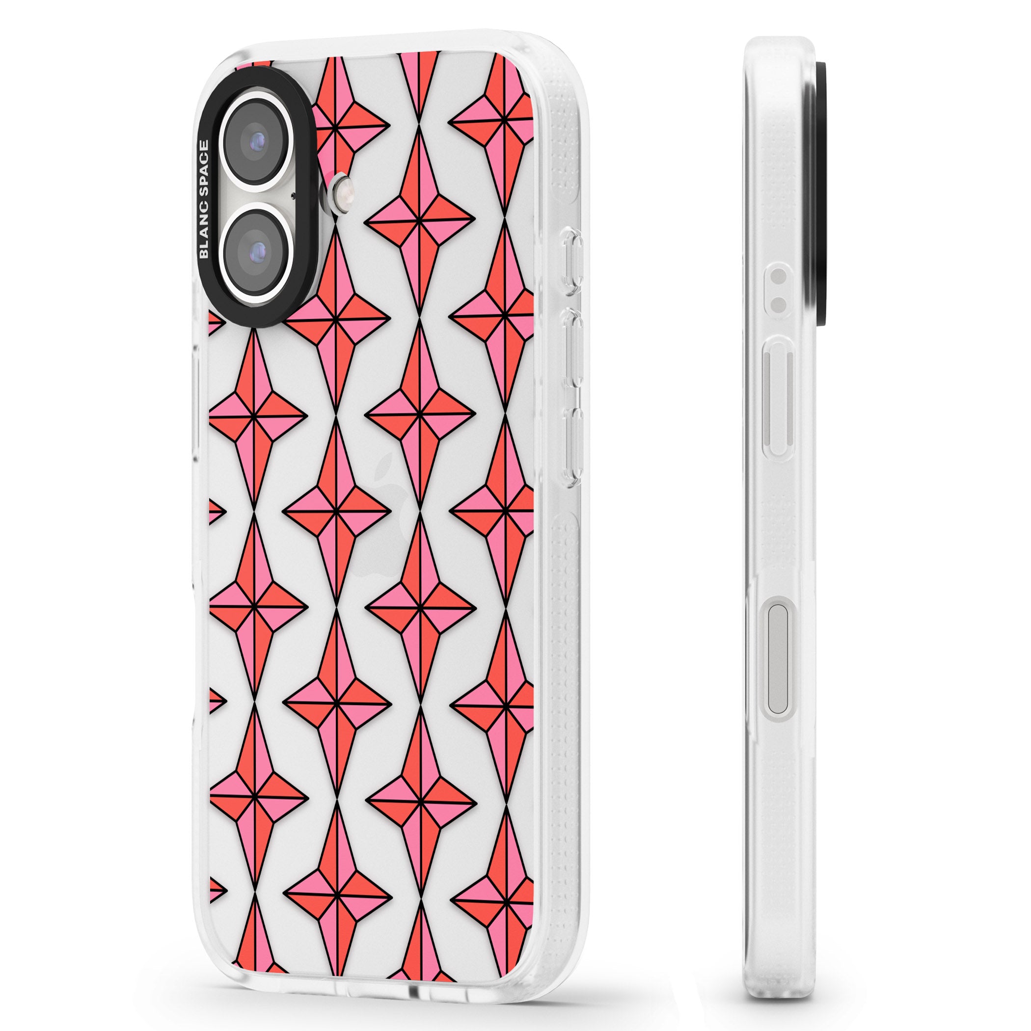 Rose Stars Pattern (Clear) iPhone 16 / 16 Plus Clear Case Impact Air - Blanc Space