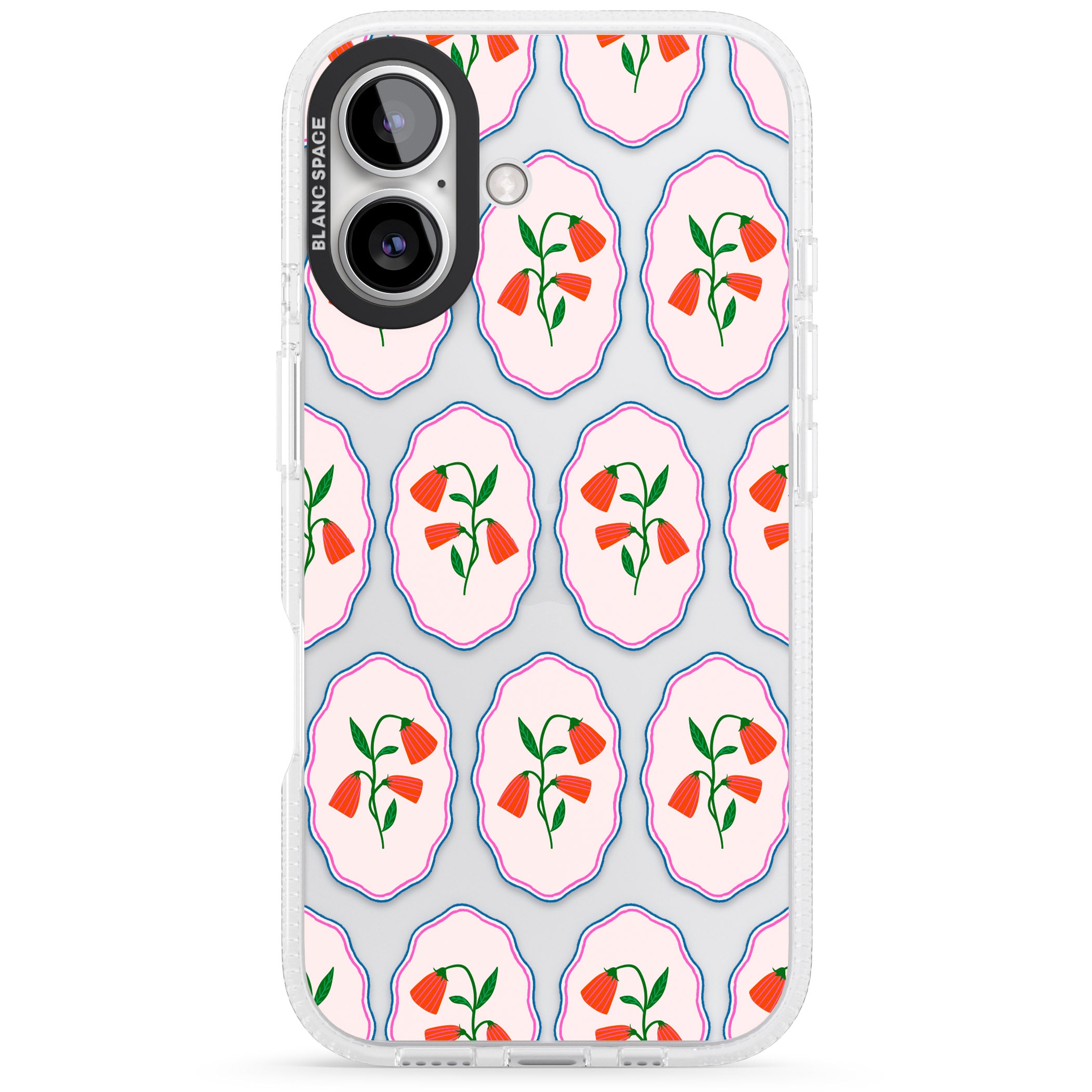 Rose Stamps iPhone 16 / 16 Plus Clear Case Impact Air - Blanc Space