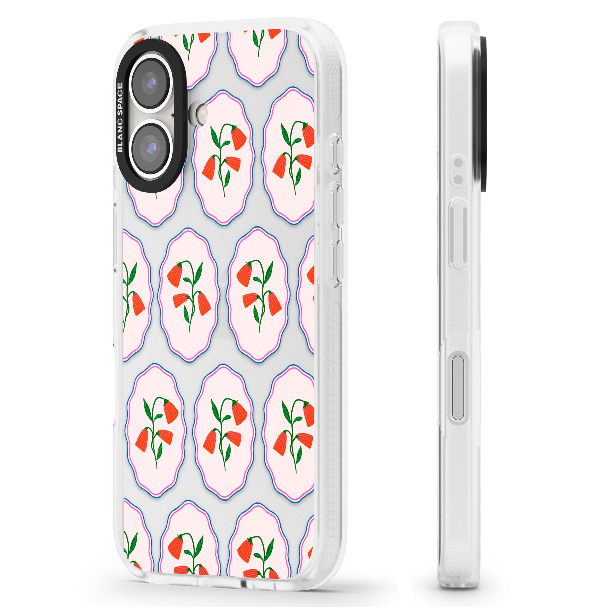Rose Stamps iPhone 16 / 16 Plus Clear Case Impact Air - Blanc Space